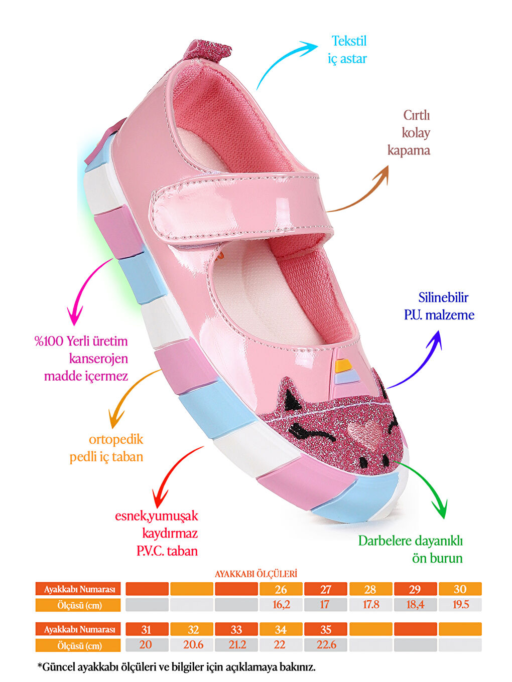 Pembe Gilan Cırtlı Işıklı Kız Çocuk Babet Ayakkabı-1