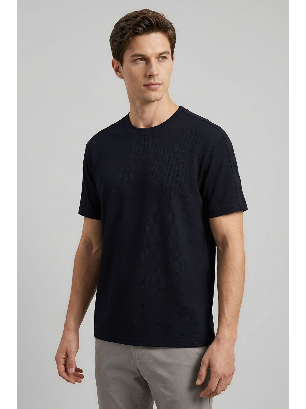 Lacivert Rahat Form Esnek Nefes Alabilir Erkek T-Shirt - 88495