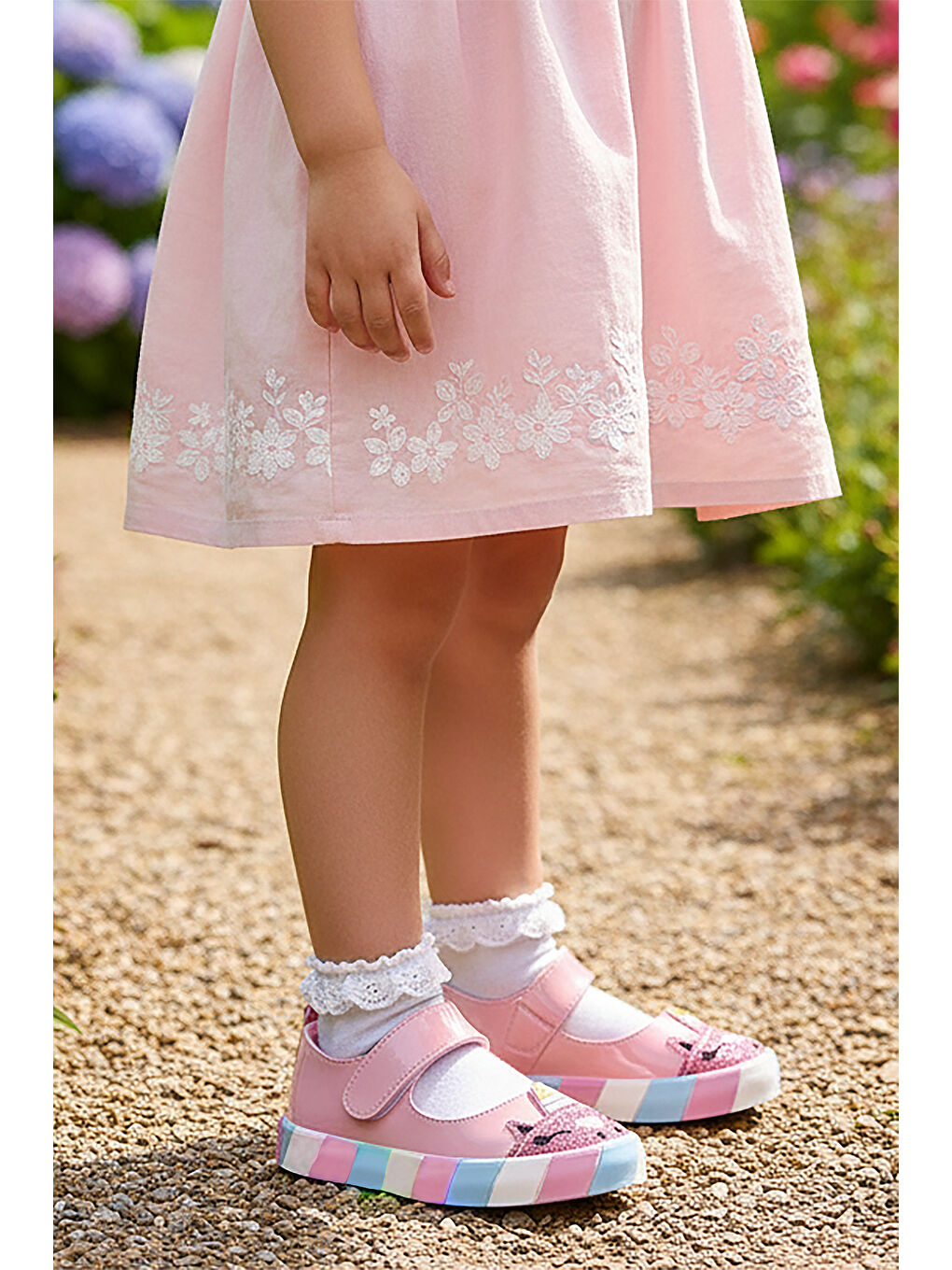 Pembe Gilan Cırtlı Işıklı Kız Çocuk Babet Ayakkabı-2