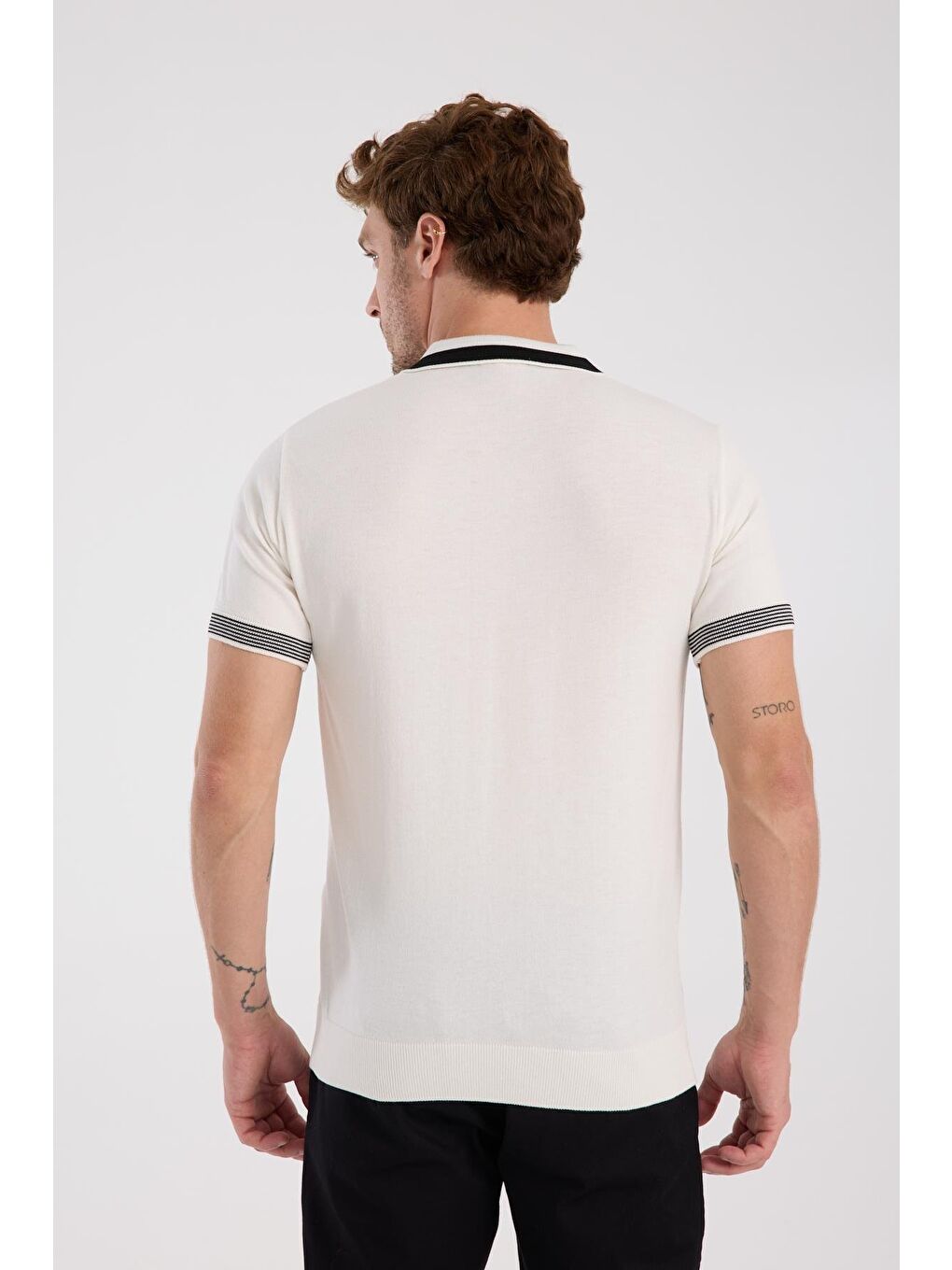 Aclub Victor Örme Kumaş Viskon Karışımlı Slim Fit Ekru Polo Yaka Erkek Düz Polo Shirt-7