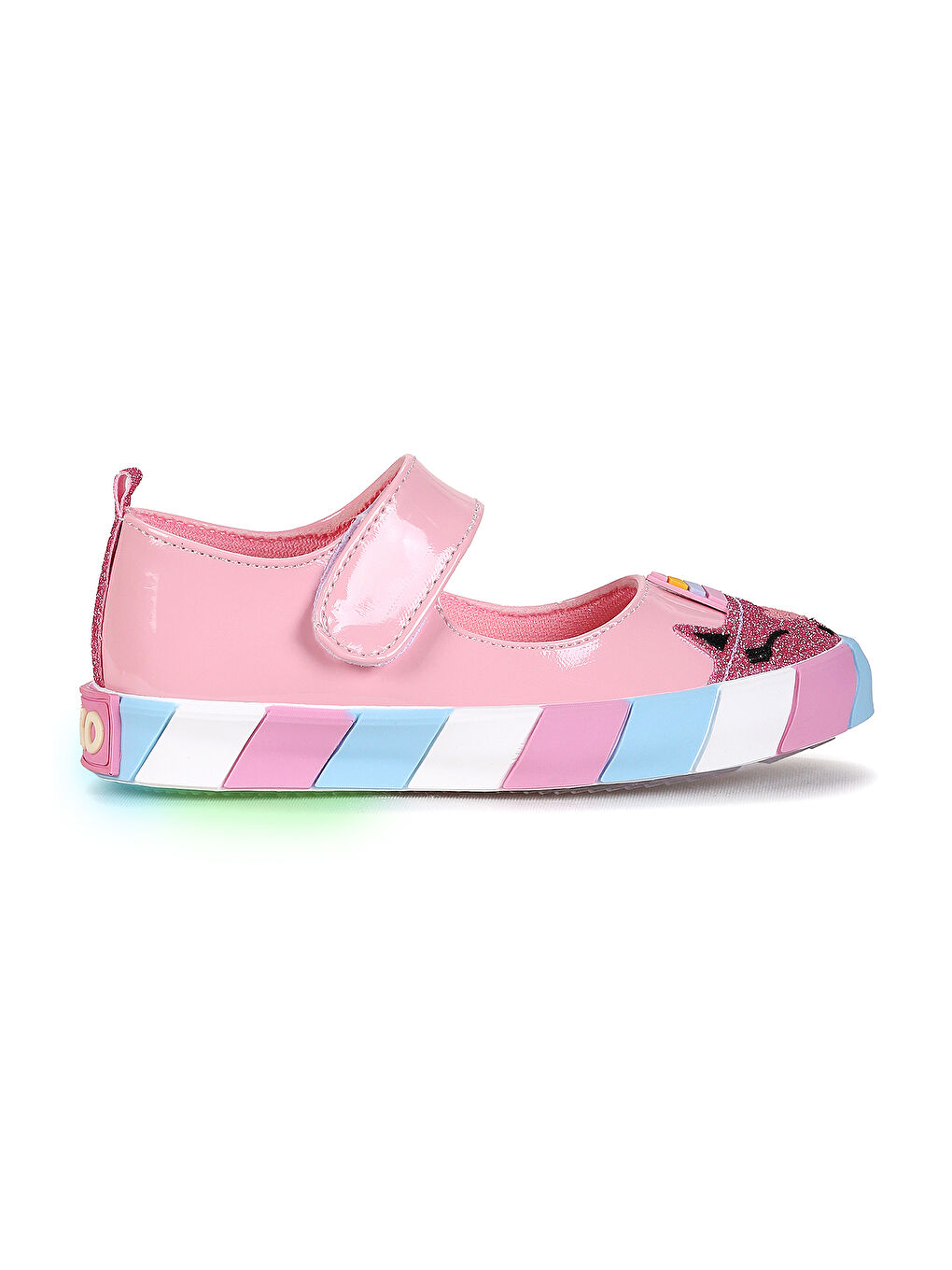 Pembe Gilan Cırtlı Işıklı Kız Çocuk Babet Ayakkabı-3