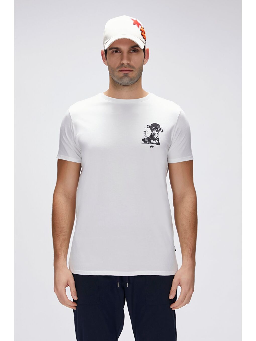 Duggie Beyaz Erkek Baskılı Tişört