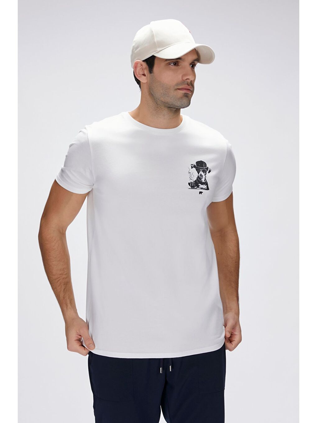 Duggie Beyaz Erkek Baskılı Tişört-3
