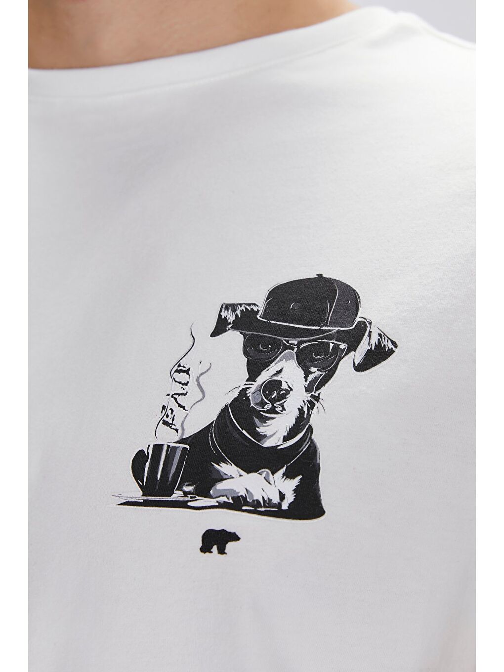 Duggie Beyaz Erkek Baskılı Tişört-4