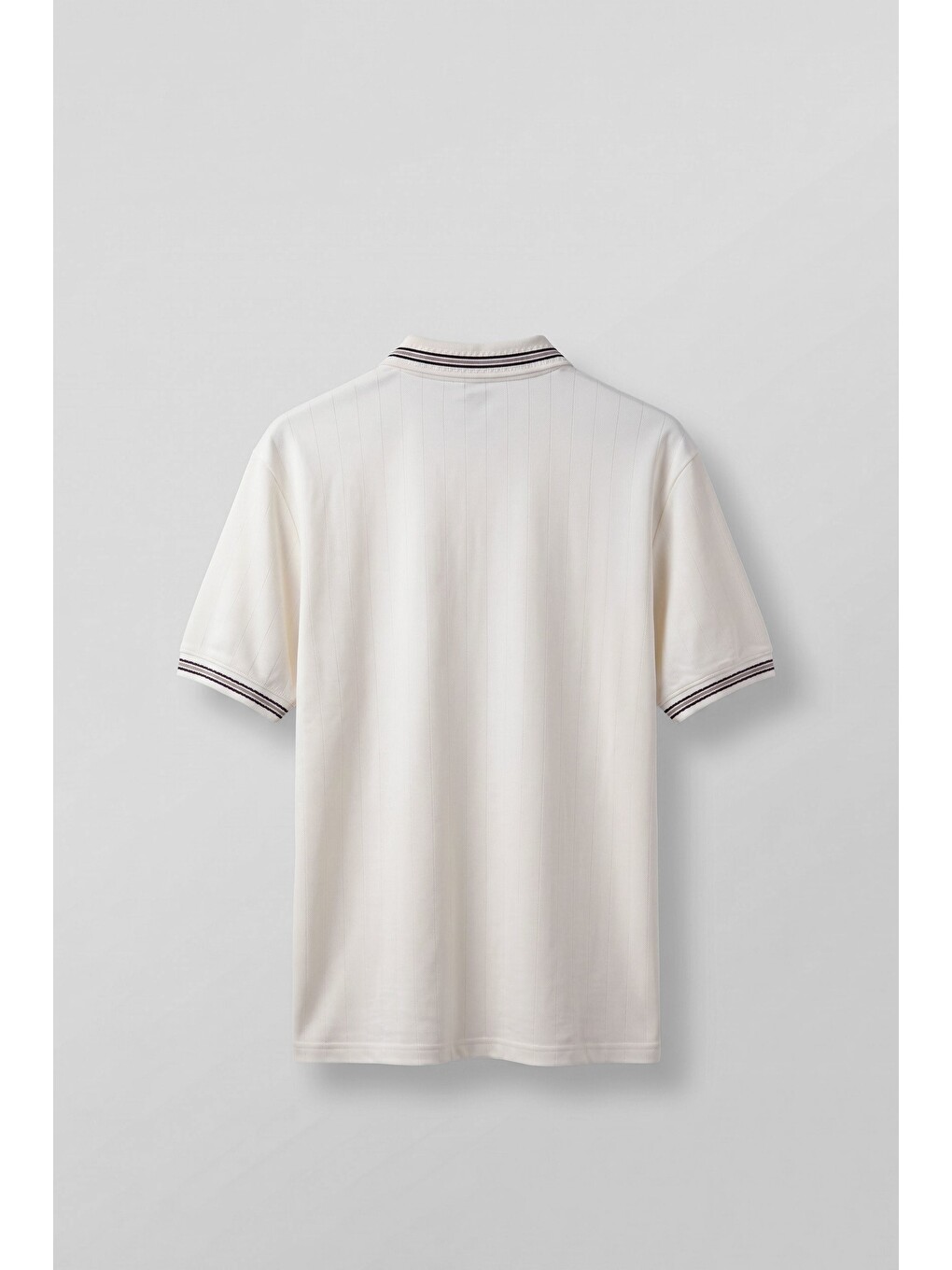 Erkek Oversize Kontrast Detaylı Triko Polo Yaka T-Shirt Ekru-1