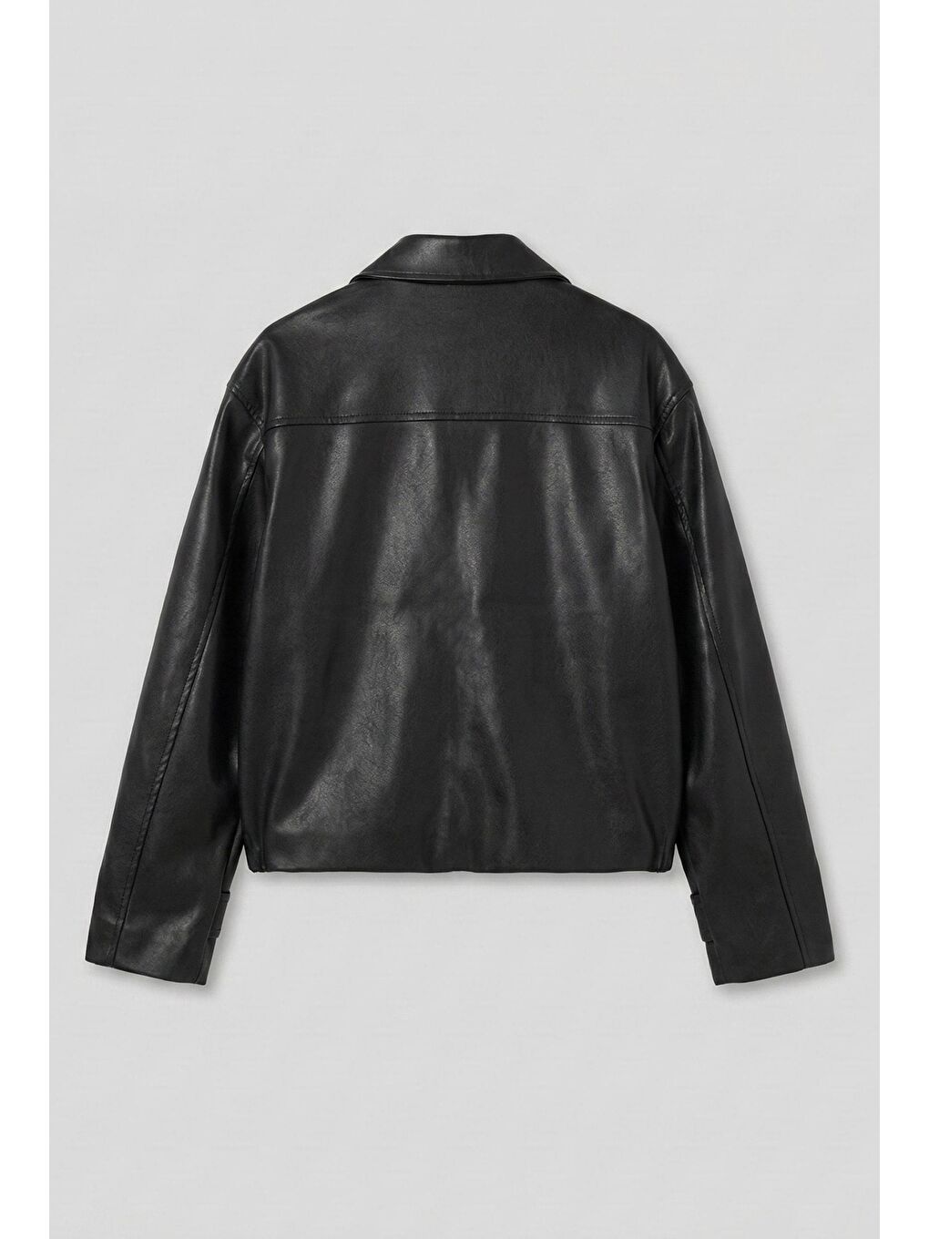 Erkek Boxy Fit Geniş Kesim Premium Deri Ceket Siyah-2