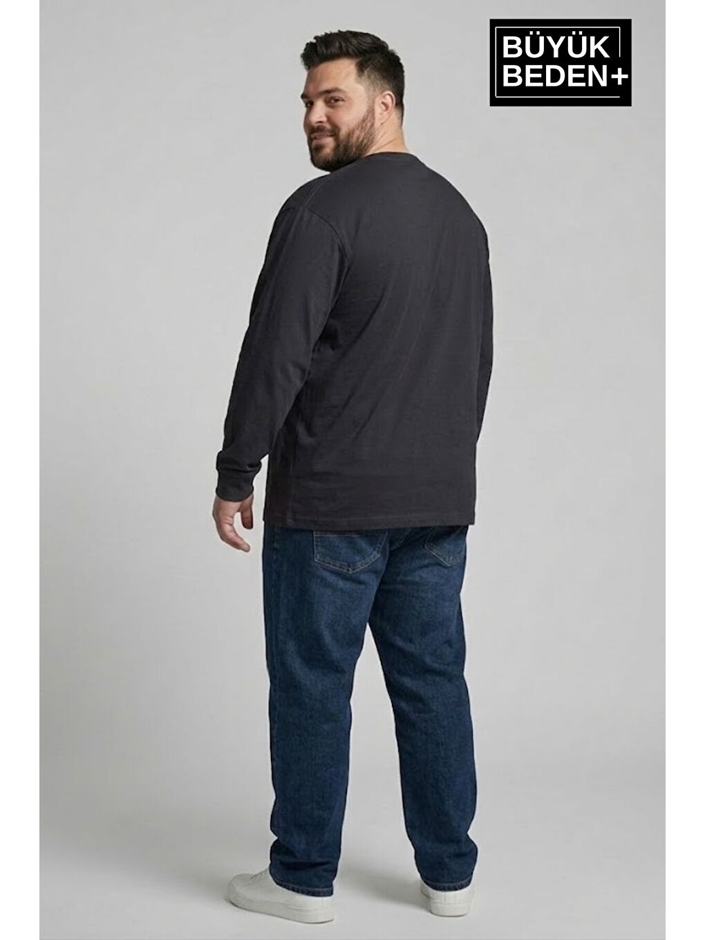 Siyah Erkek Büyük Beden New York Baskılı 2 İplik Bisiklet Yaka Tişört SPR26BTS942-5-2