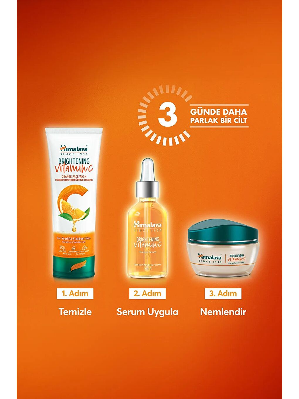 Vitamin C Aydınlatıcı Cilt Bakım Seti| Portakal Özlü | Yüz Temizleyici, Serum, Nemlendirici-7
