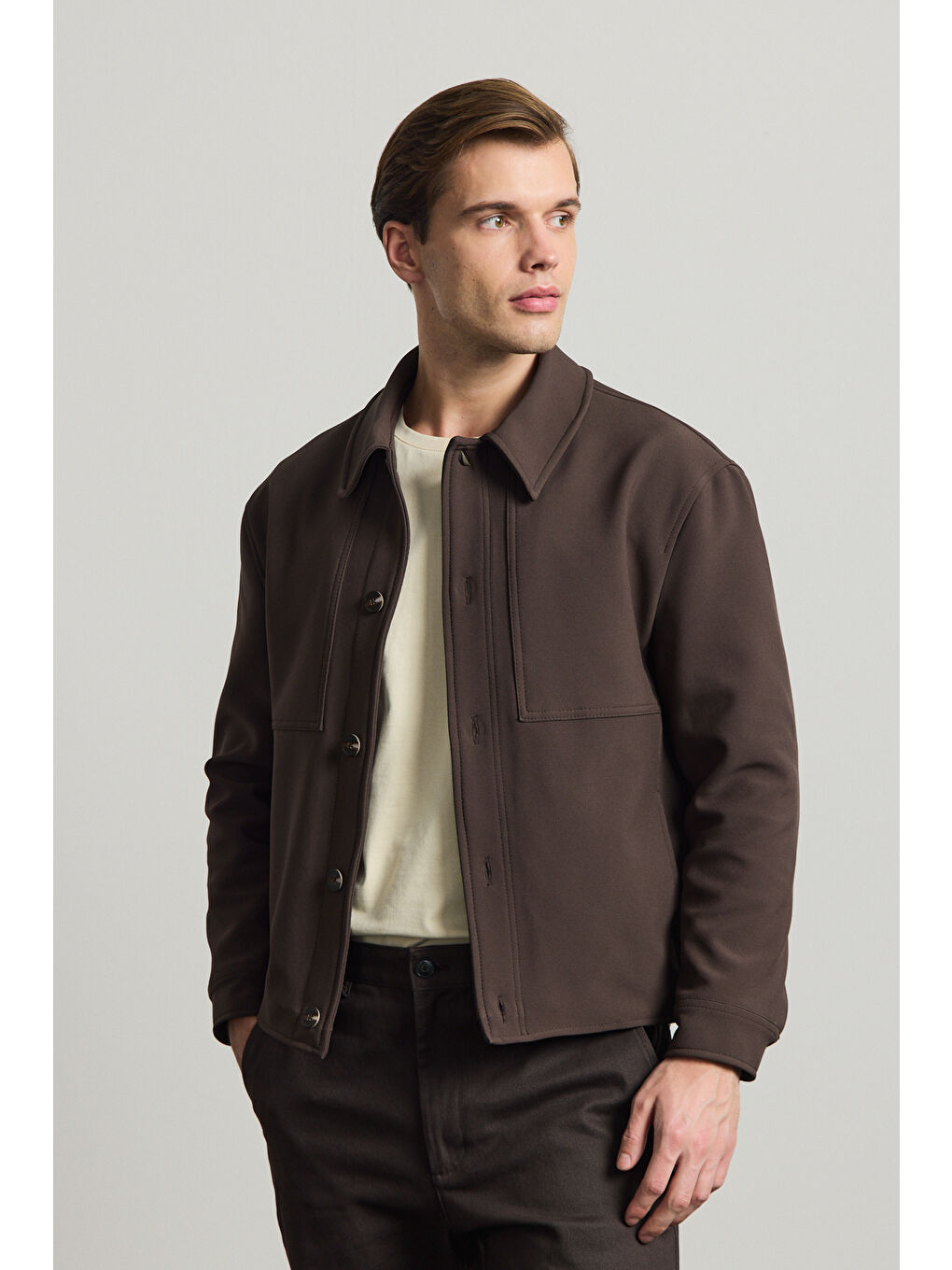 Erkek Yumuşak Dokulu Ceket Kahverengi-1