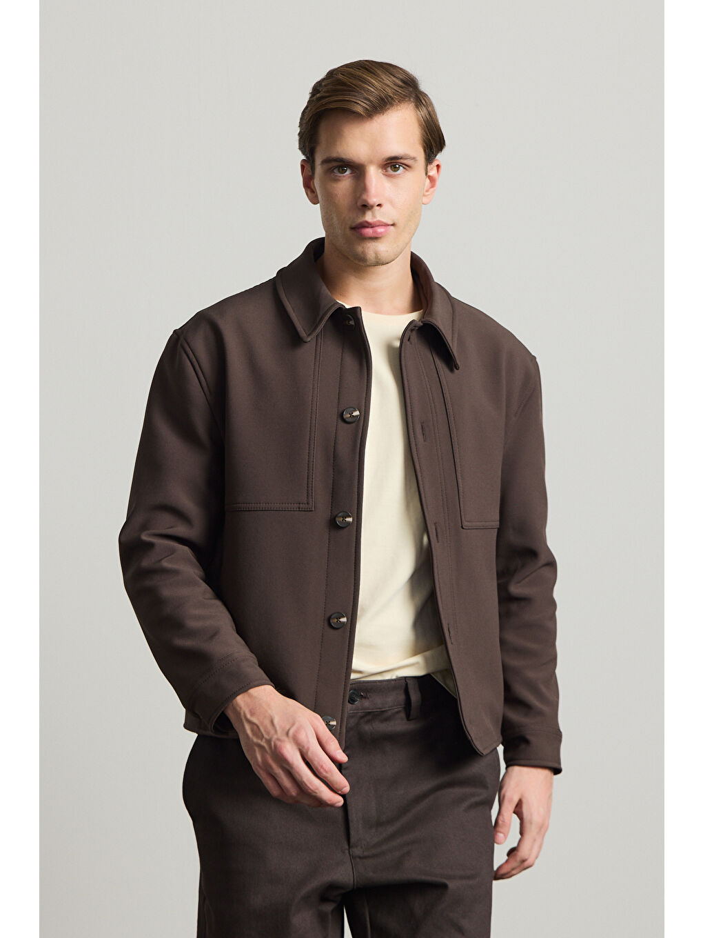 Erkek Yumuşak Dokulu Ceket Kahverengi-2