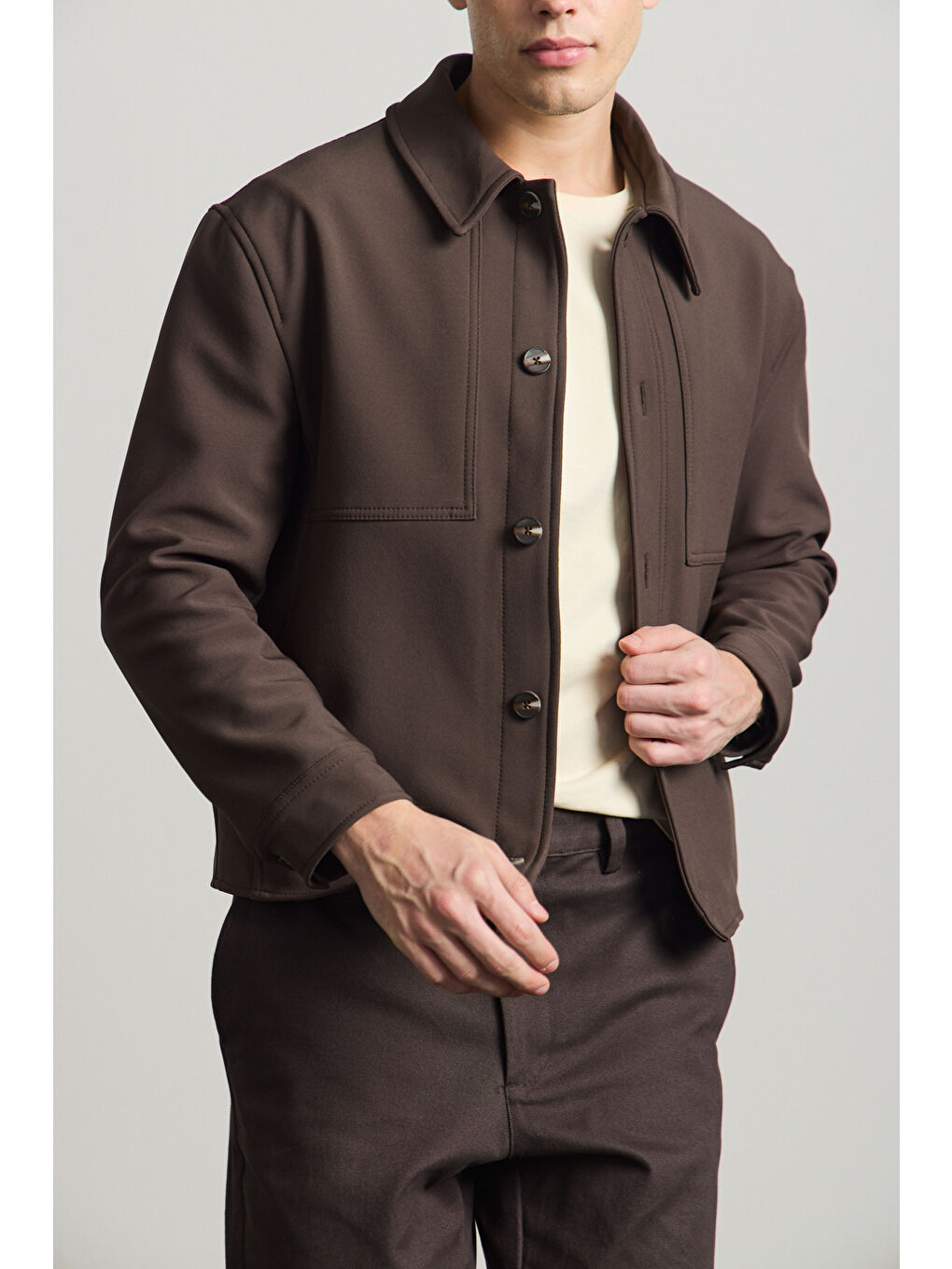 Erkek Yumuşak Dokulu Ceket Kahverengi-3