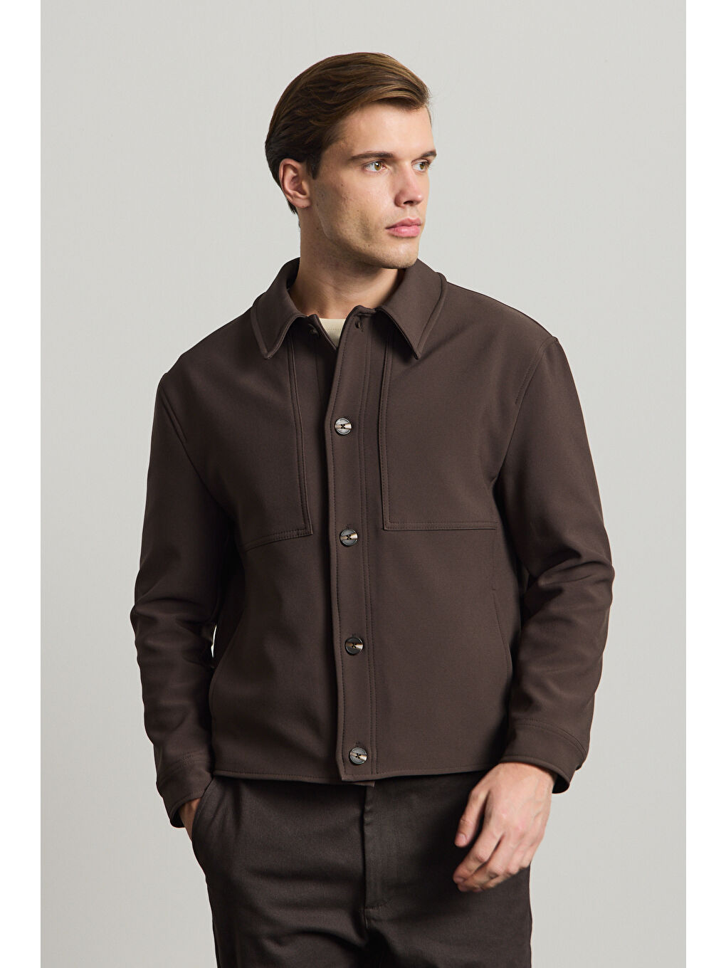 Erkek Yumuşak Dokulu Ceket Kahverengi-4