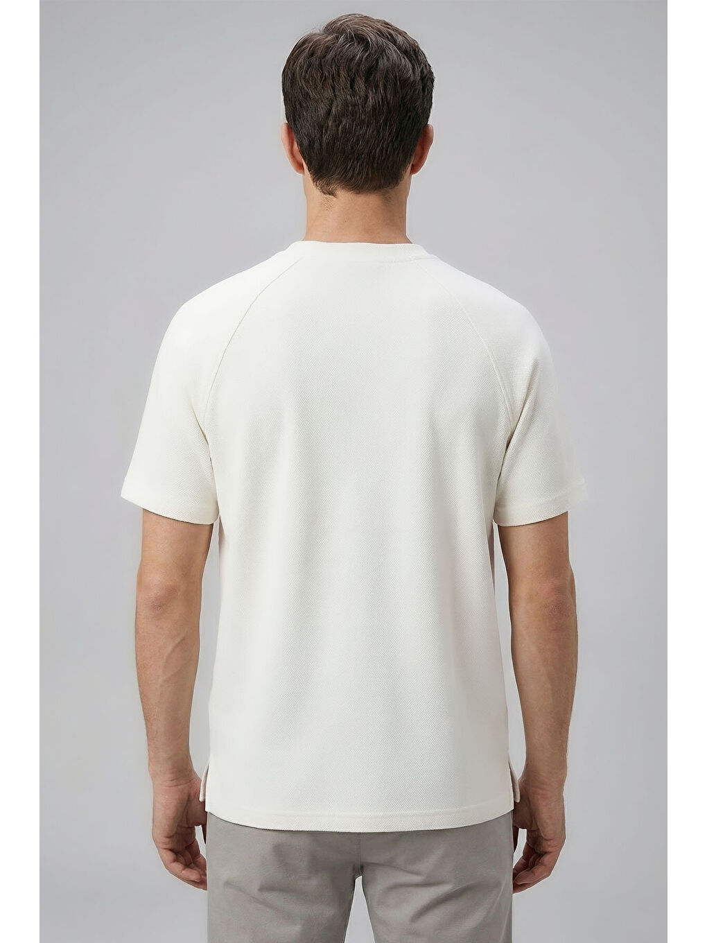 Ekru Rahat Form Esnek Nefes Alabilir Erkek T-Shirt - 88495-2