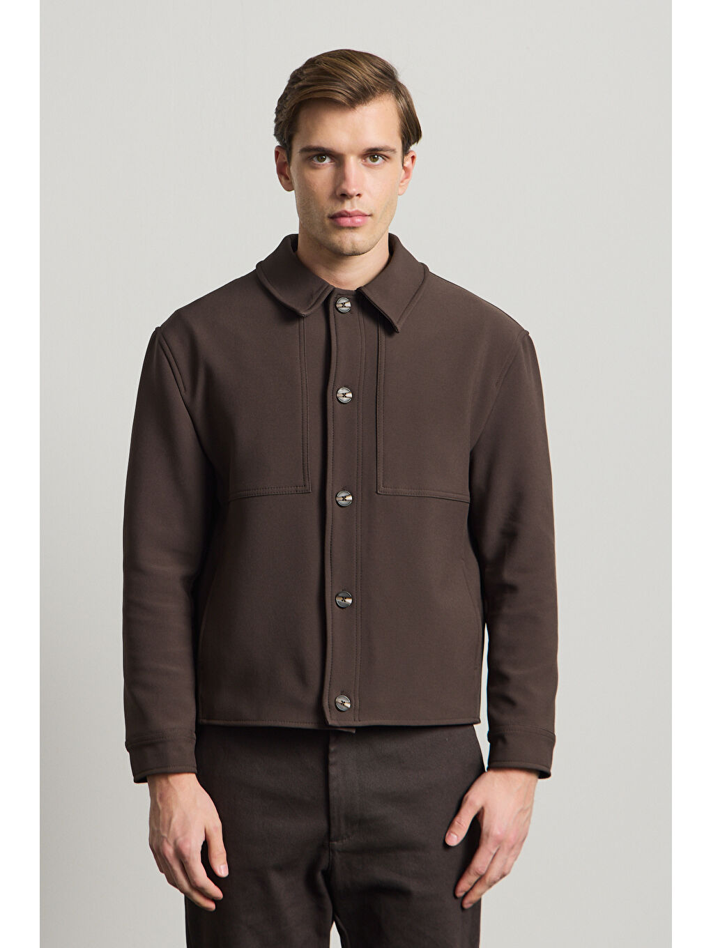 Erkek Yumuşak Dokulu Ceket Kahverengi-5