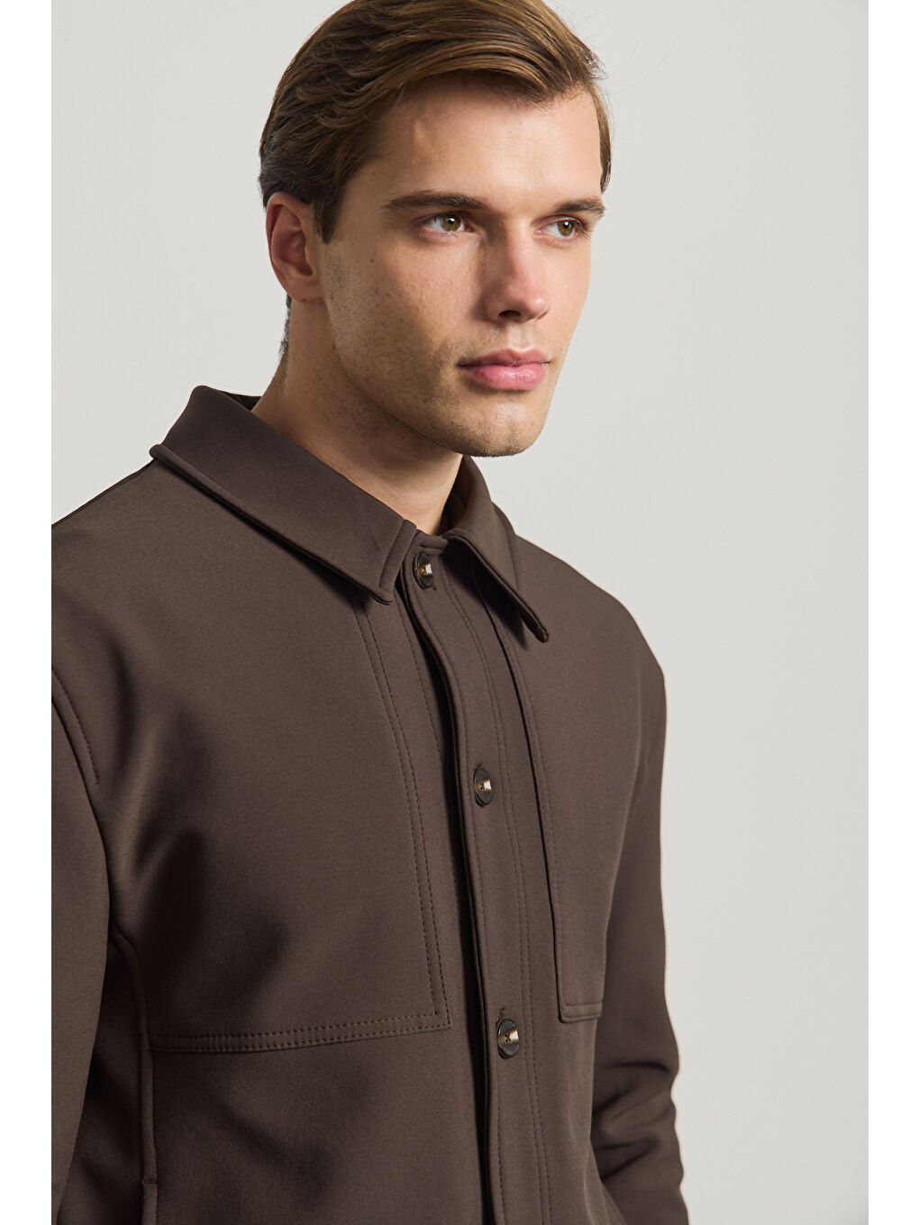 Erkek Yumuşak Dokulu Ceket Kahverengi-6