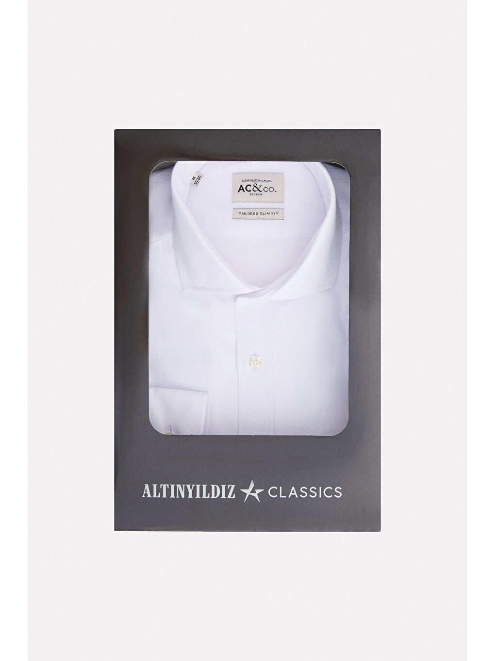 Erkek Beyaz Özel Hediye Kutulu Slim Fit Dar Kesim Klasik Yaka Pamuklu Armürlü Gömlek-1