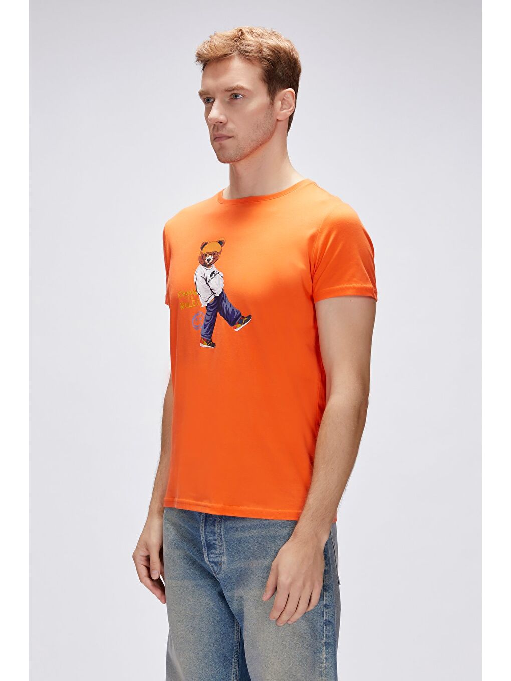 Nash Turuncu Erkek Baskılı Tişört-1