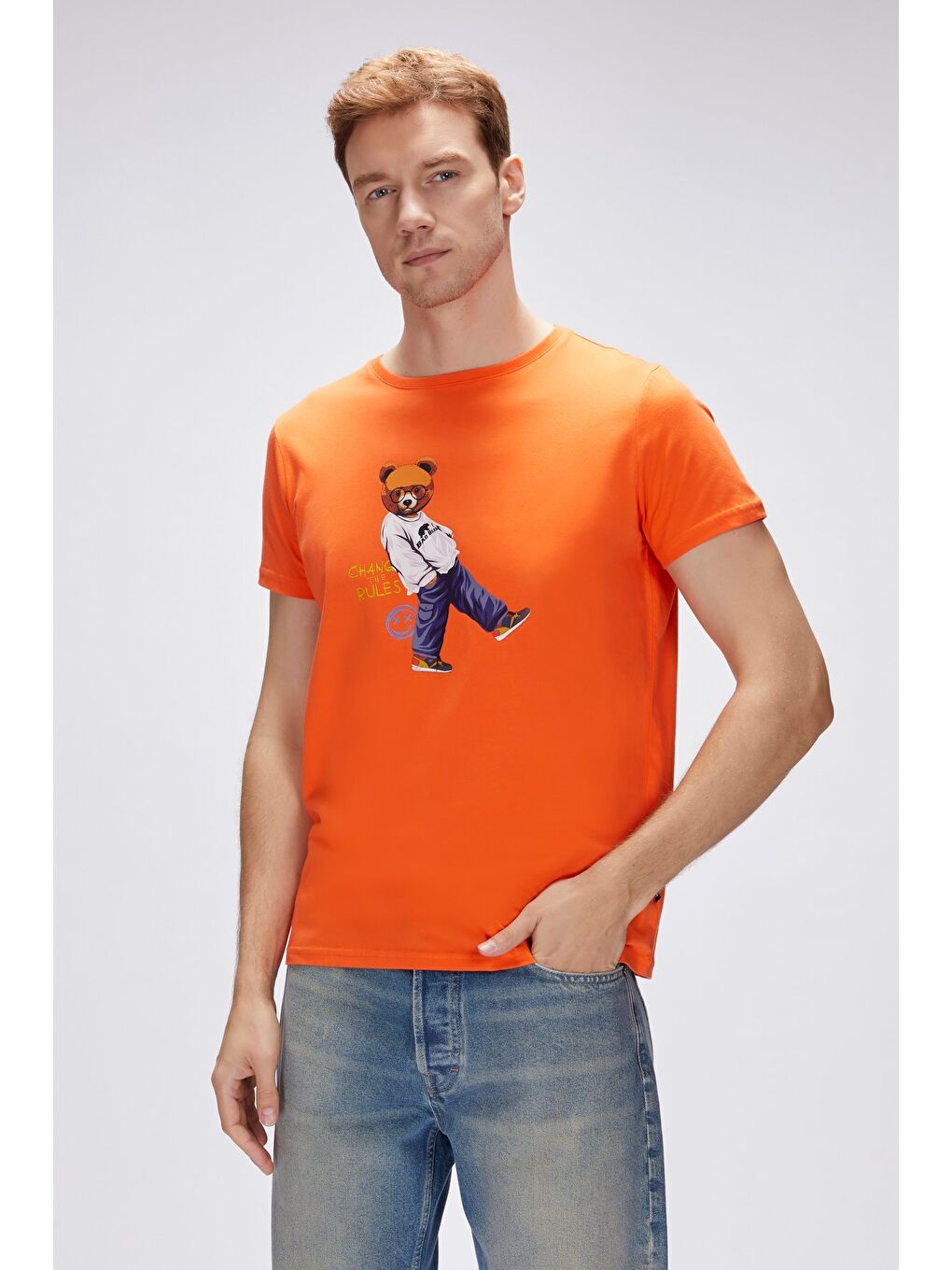 Nash Turuncu Erkek Baskılı Tişört-3