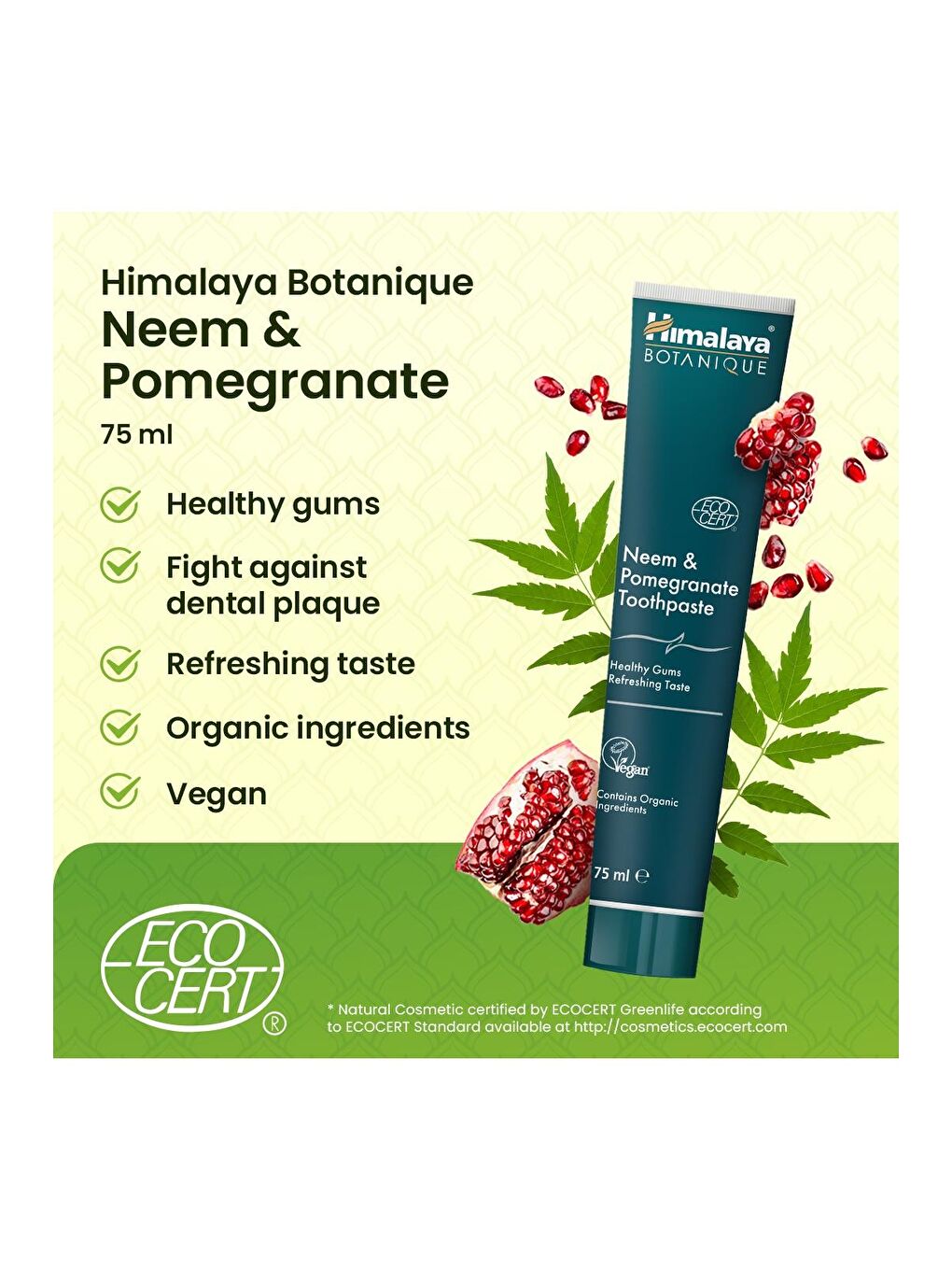 Botanique Doğal Neem & Nar Özlü Florürsüz Organik Diş Macunu 75 ml 2'li Paket | Ecocert Cosmos-2