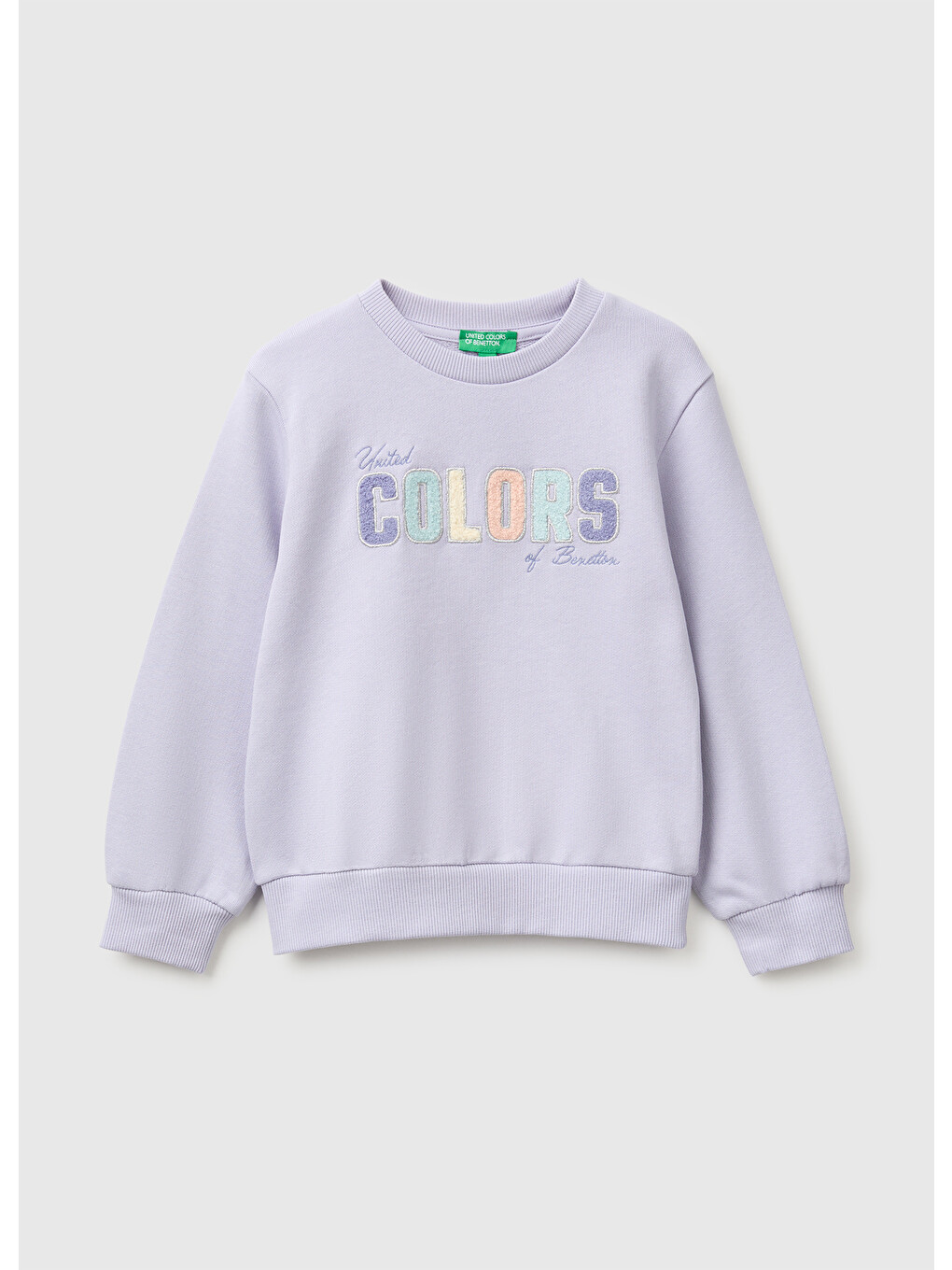 Mor Kız Bebek Lavanta Önü İşlemeli Uzun Kollu Bisiklet Yaka Sweatshirt