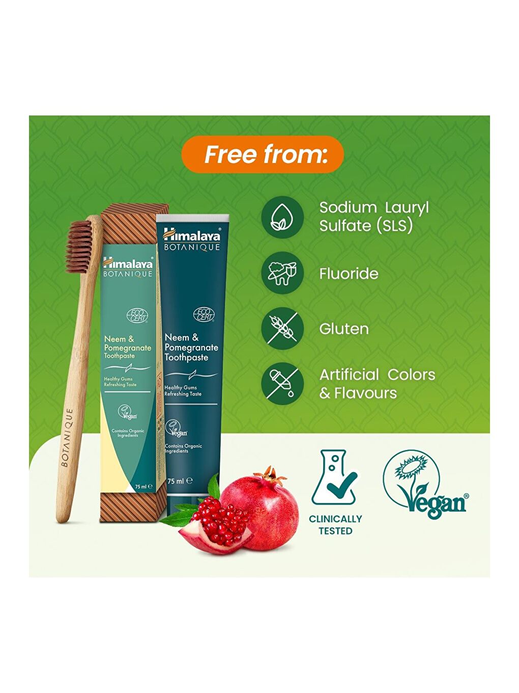 Botanique Doğal Neem & Nar Özlü Florürsüz Organik Diş Macunu 75 ml 2'li Paket | Ecocert Cosmos-5