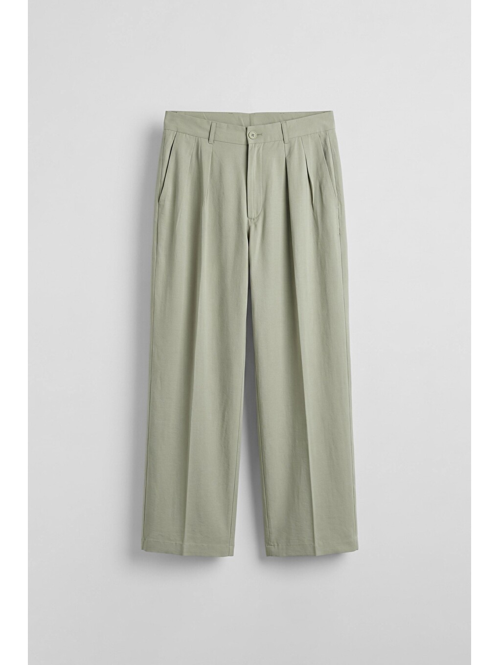Erkek Baggy Pileli Kumaş Pantolon Haki