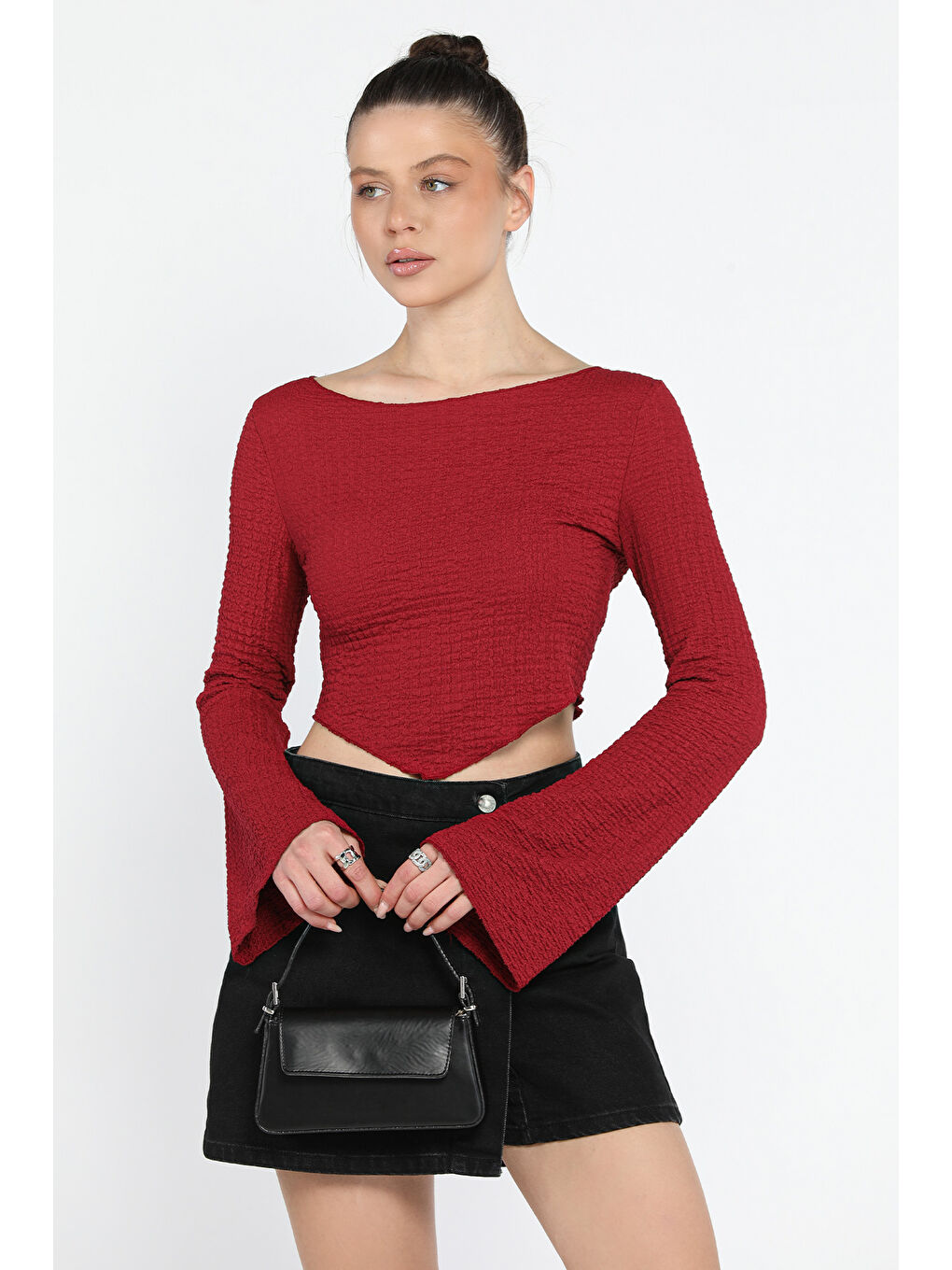 Bordo İspanyol Kol Kadın Bluz