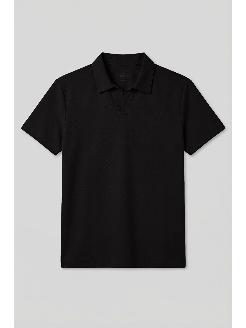 Siyah Rahat Form Yumuşak Dokulu Polo Yaka Erkek T-Shirt - 88496-2