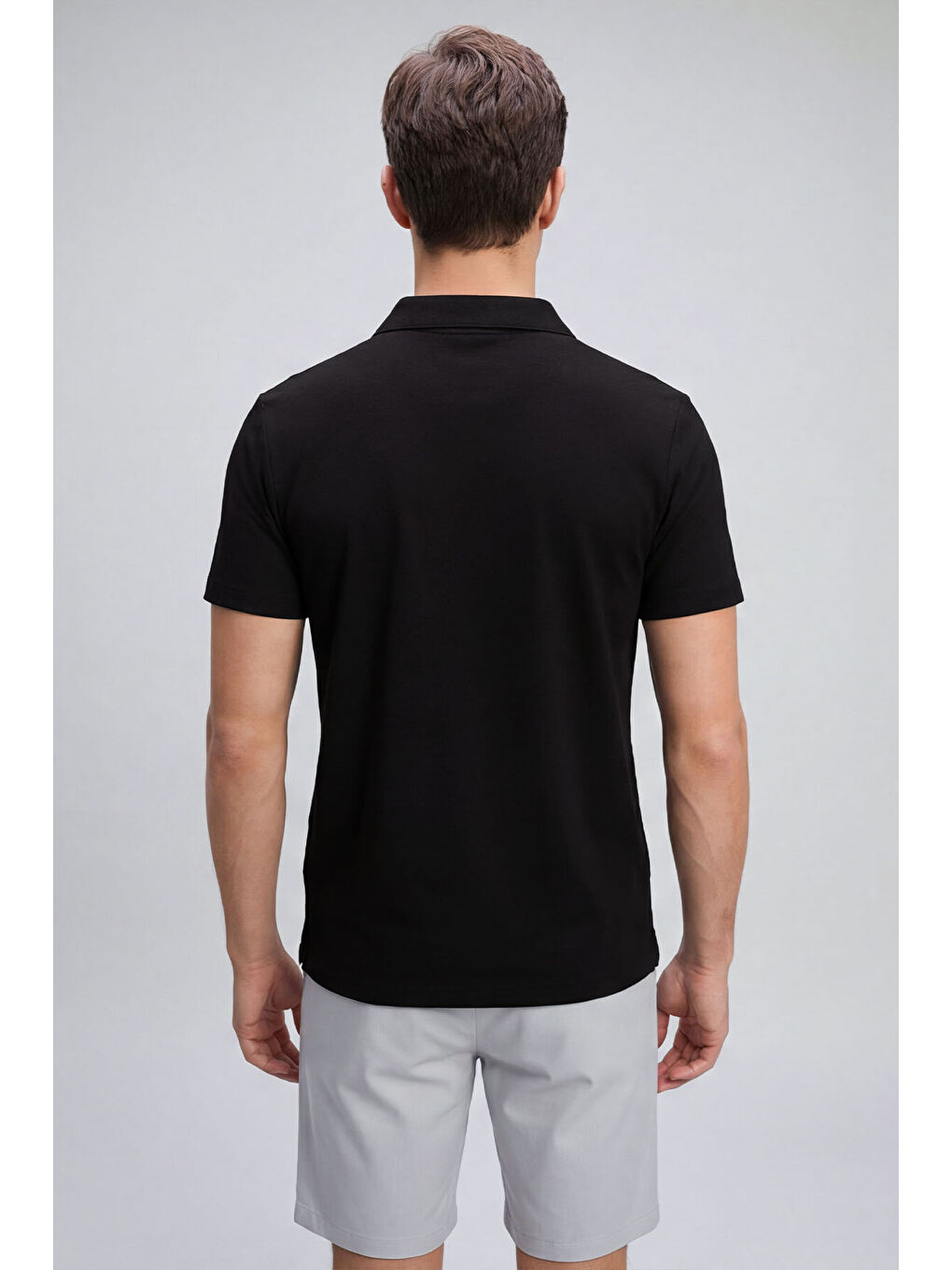 Siyah Rahat Form Yumuşak Dokulu Polo Yaka Erkek T-Shirt - 88496-3