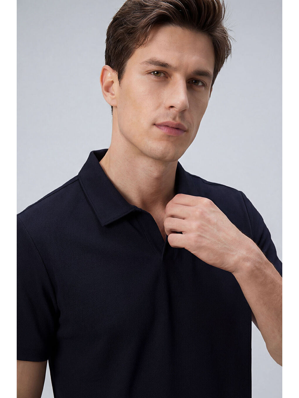 Lacivert Rahat Form Yumuşak Dokulu Polo Yaka Erkek T-Shirt - 88496-1