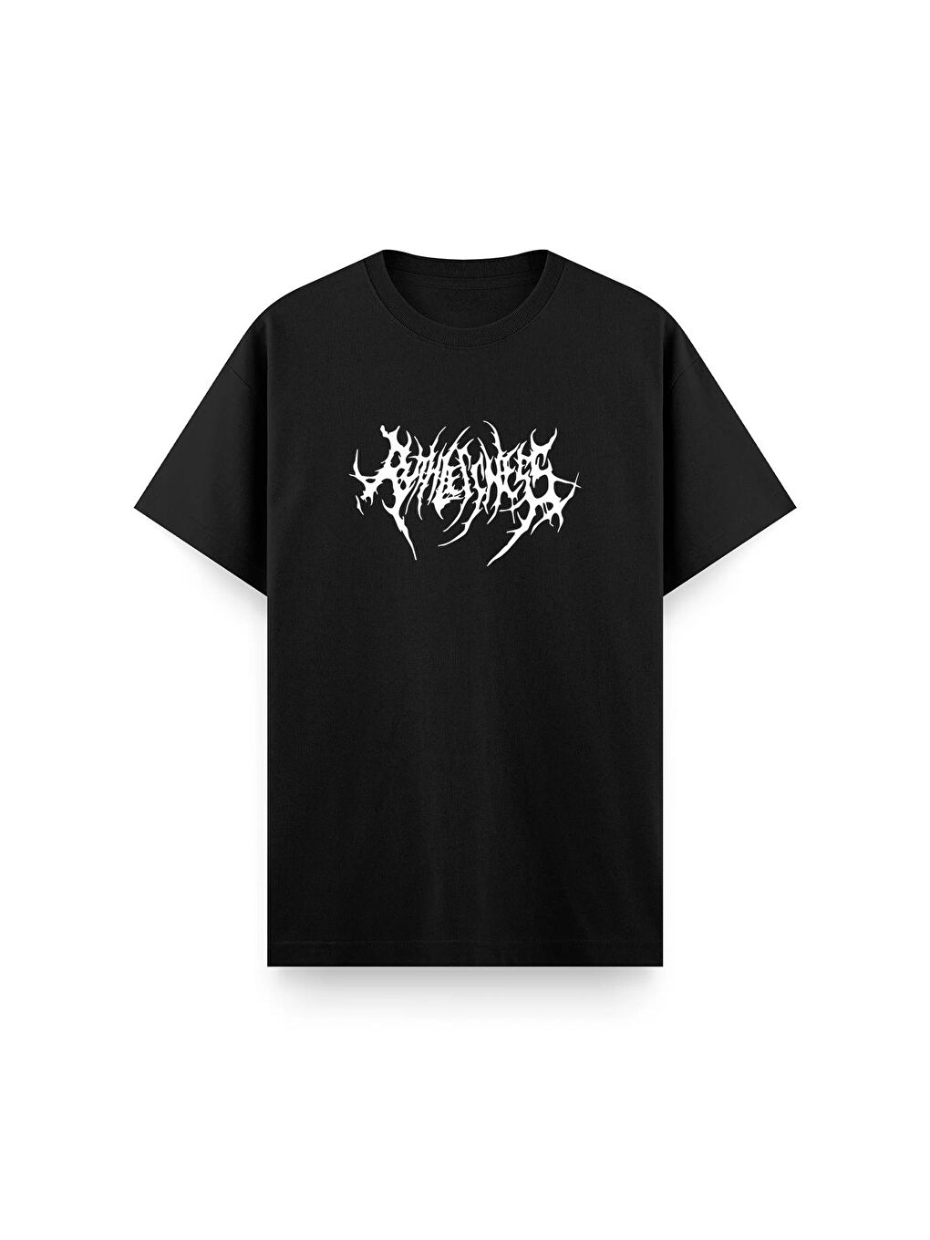 Siyah Abylith Ön Baskılı Bisiklet Yaka Unisex Tshirt