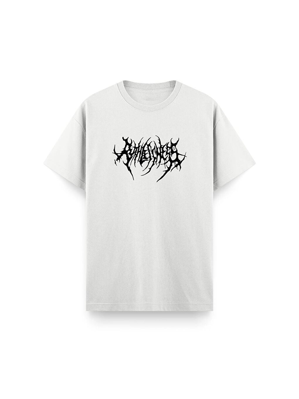 Beyaz Abylith Ön Baskılı Bisiklet Yaka Unisex Tshirt