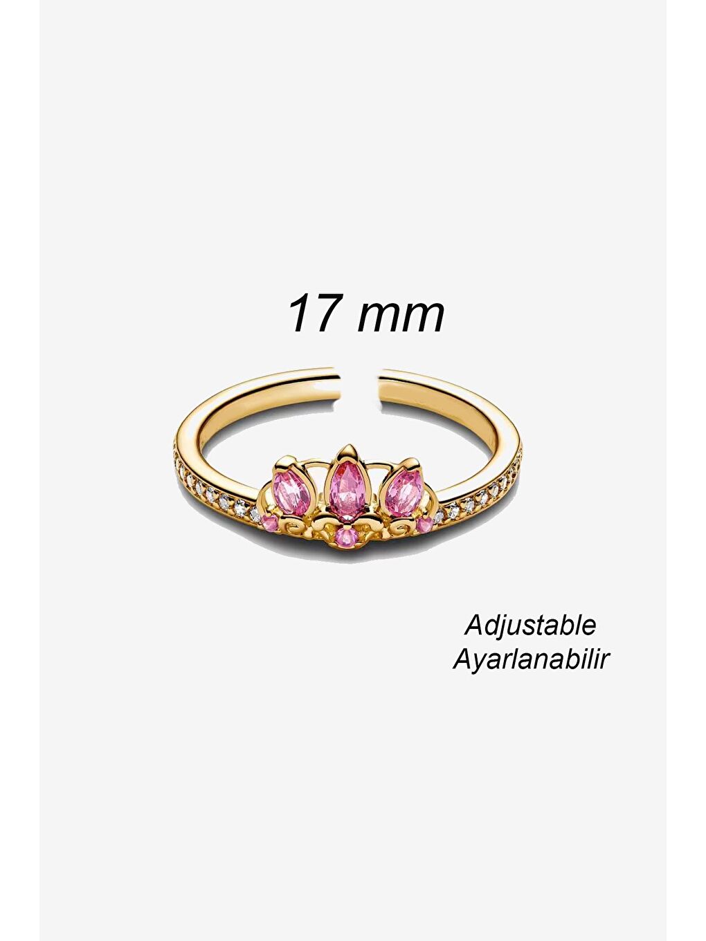 Fuşya Prenses Zarif Taşlı Yüzük-3