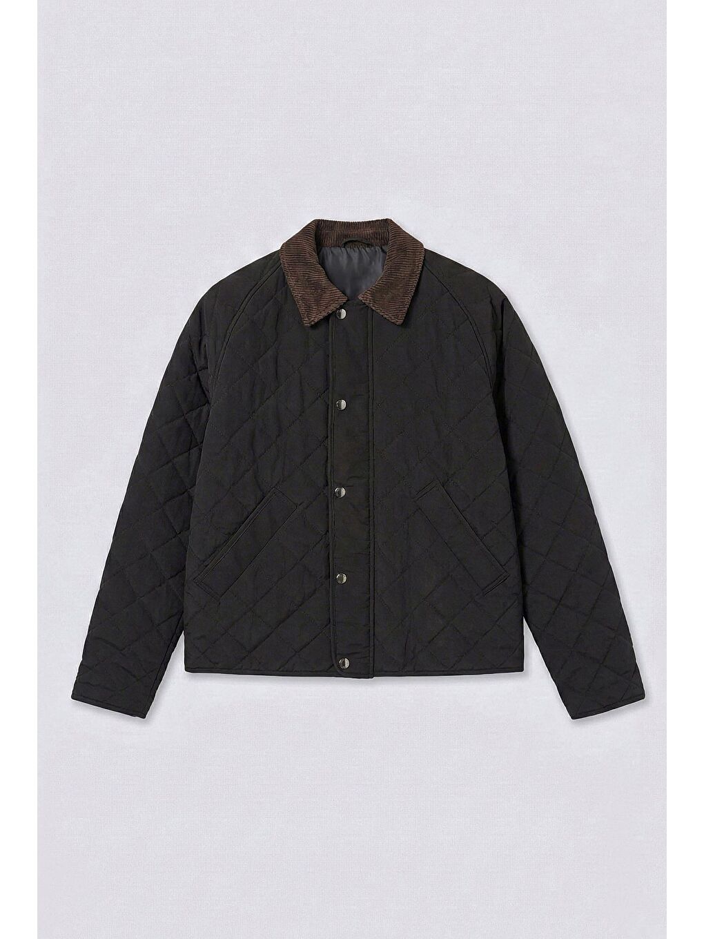 Erkek Oversize Kadife Yaka Detaylı Kapitone Ceket Siyah