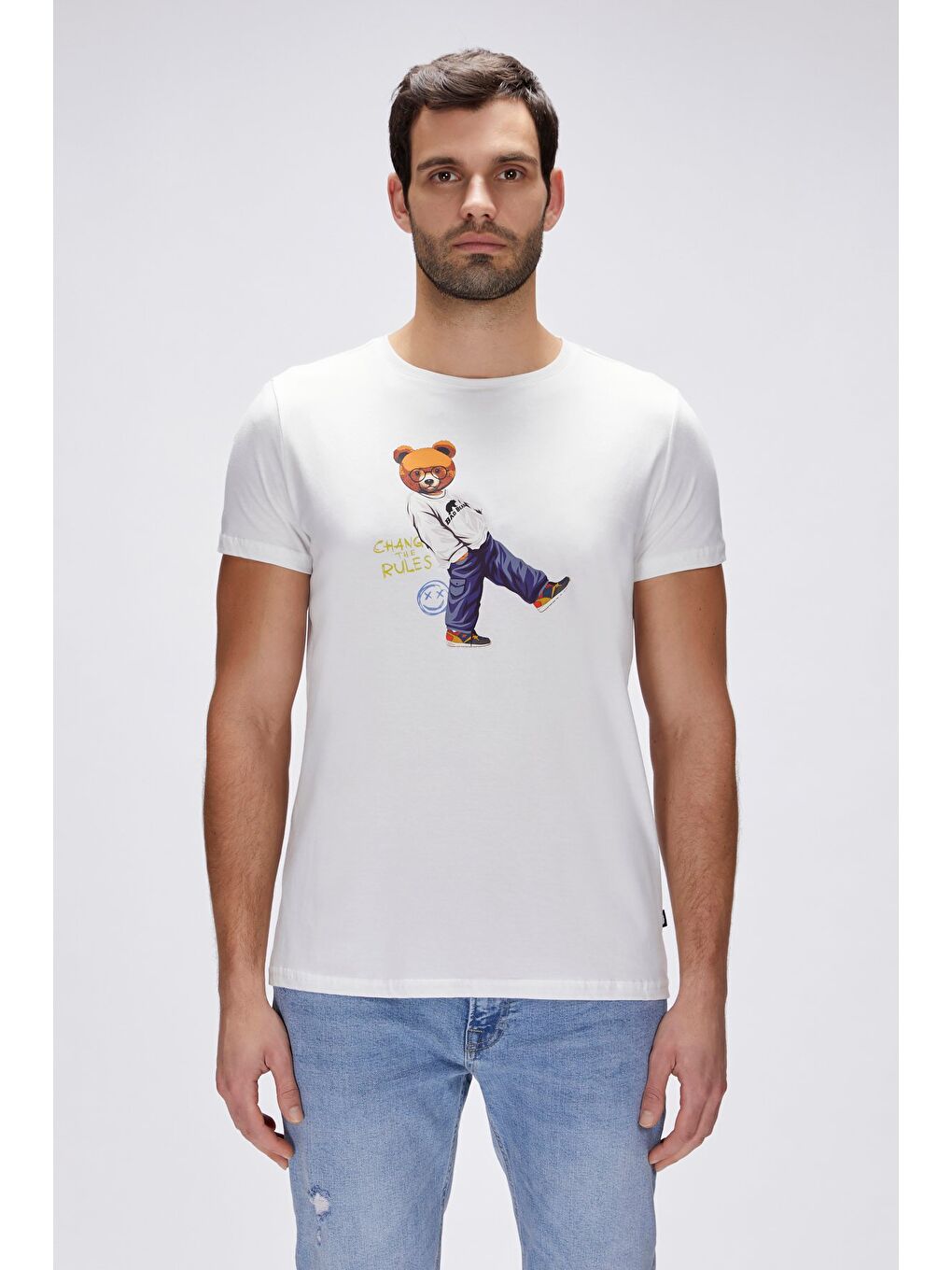 Nash Beyaz Erkek Baskılı Tişört