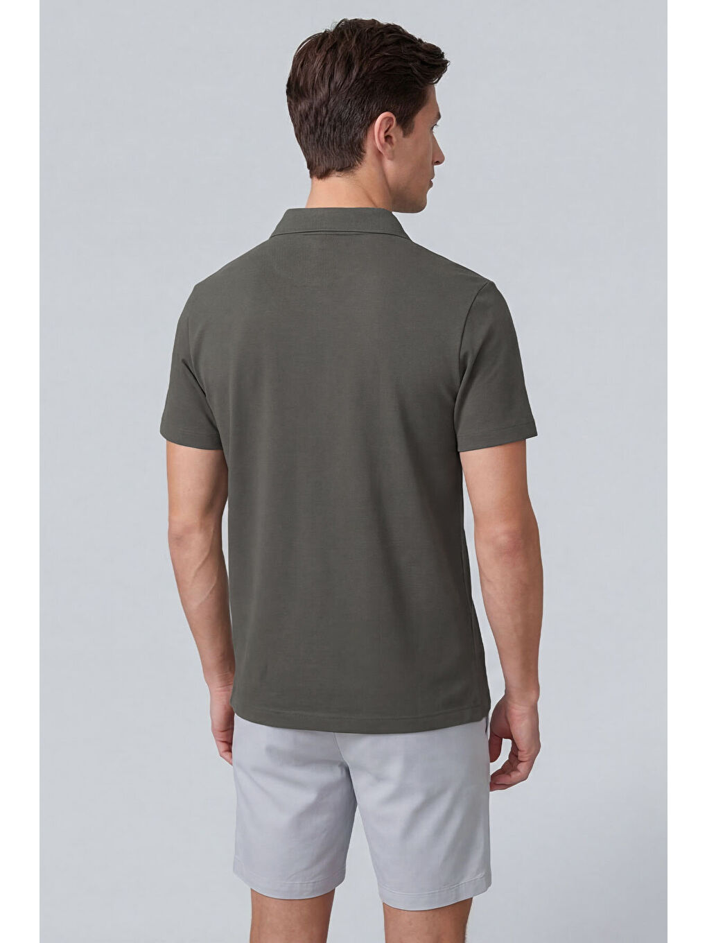 Haki Rahat Form Yumuşak Dokulu Polo Yaka Erkek T-Shirt - 88496-3