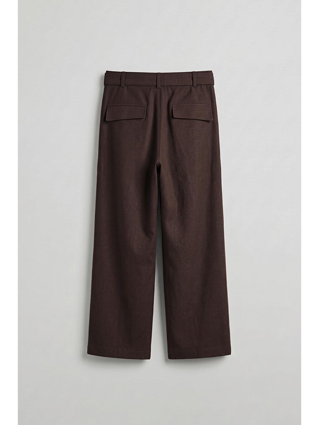 Erkek Yüksek Bel Kuşaklı Pamuklu Baggy Pantolon Kahverengi-1