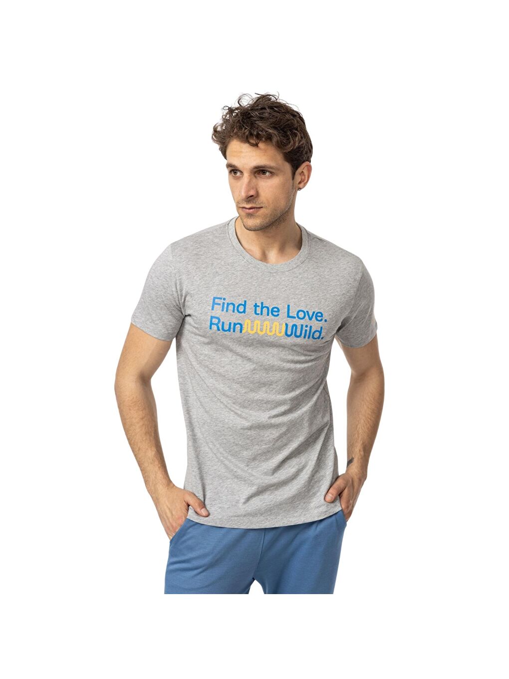 Text Erkek Gri Tişört