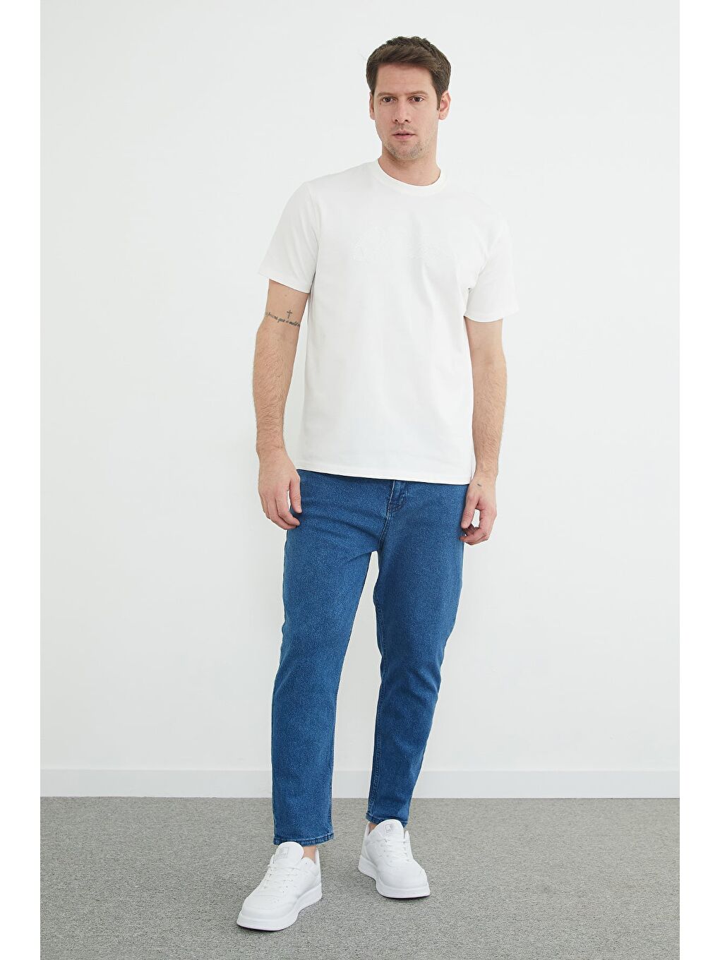 Mavi Fermuarlı Boyfriend Jean