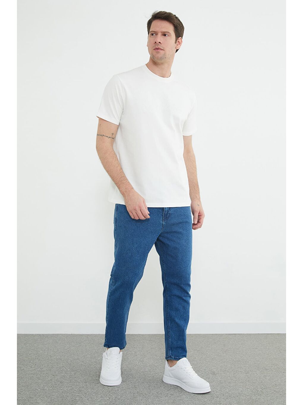 Mavi Fermuarlı Boyfriend Jean-1