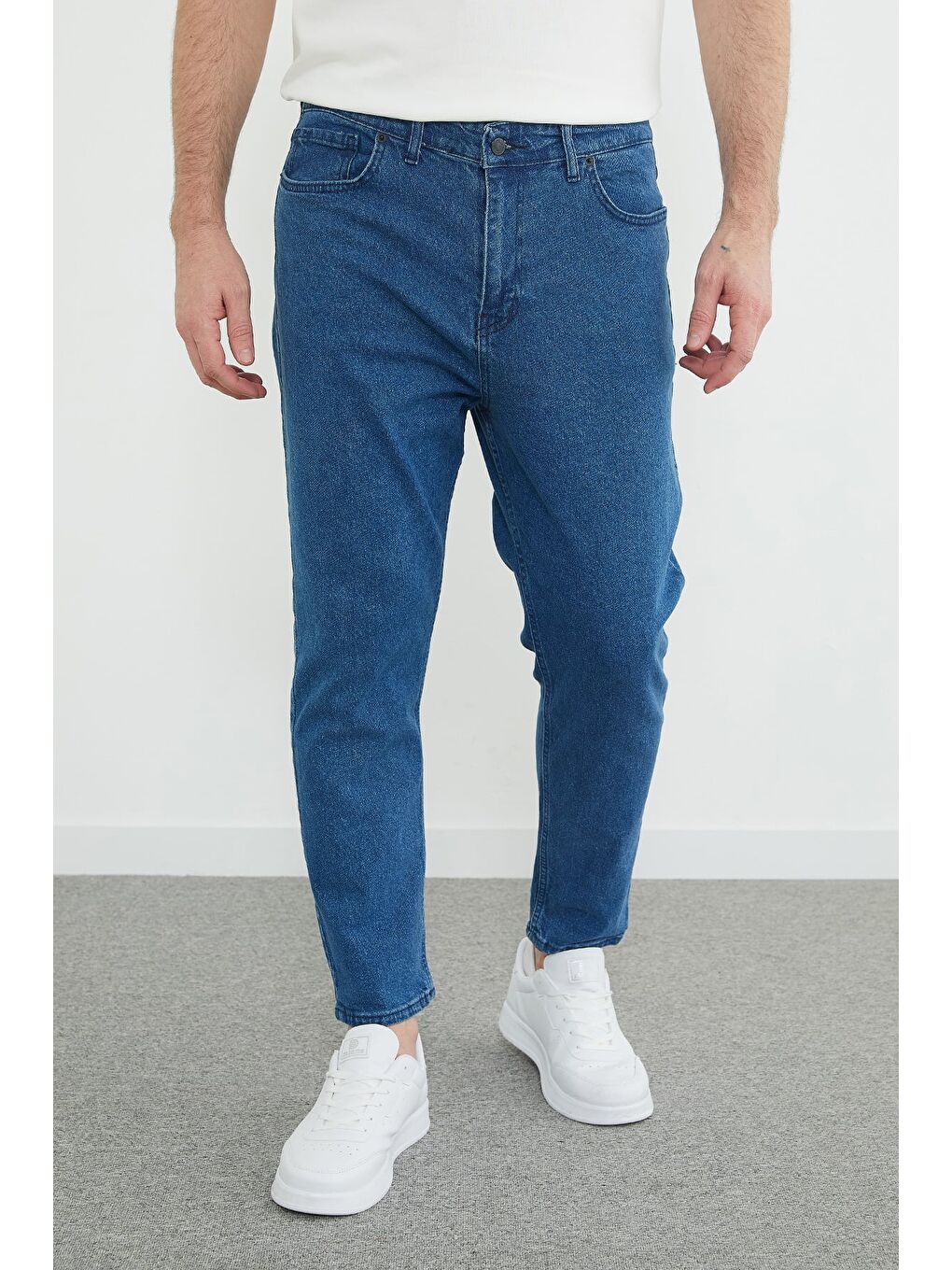 Mavi Fermuarlı Boyfriend Jean-4