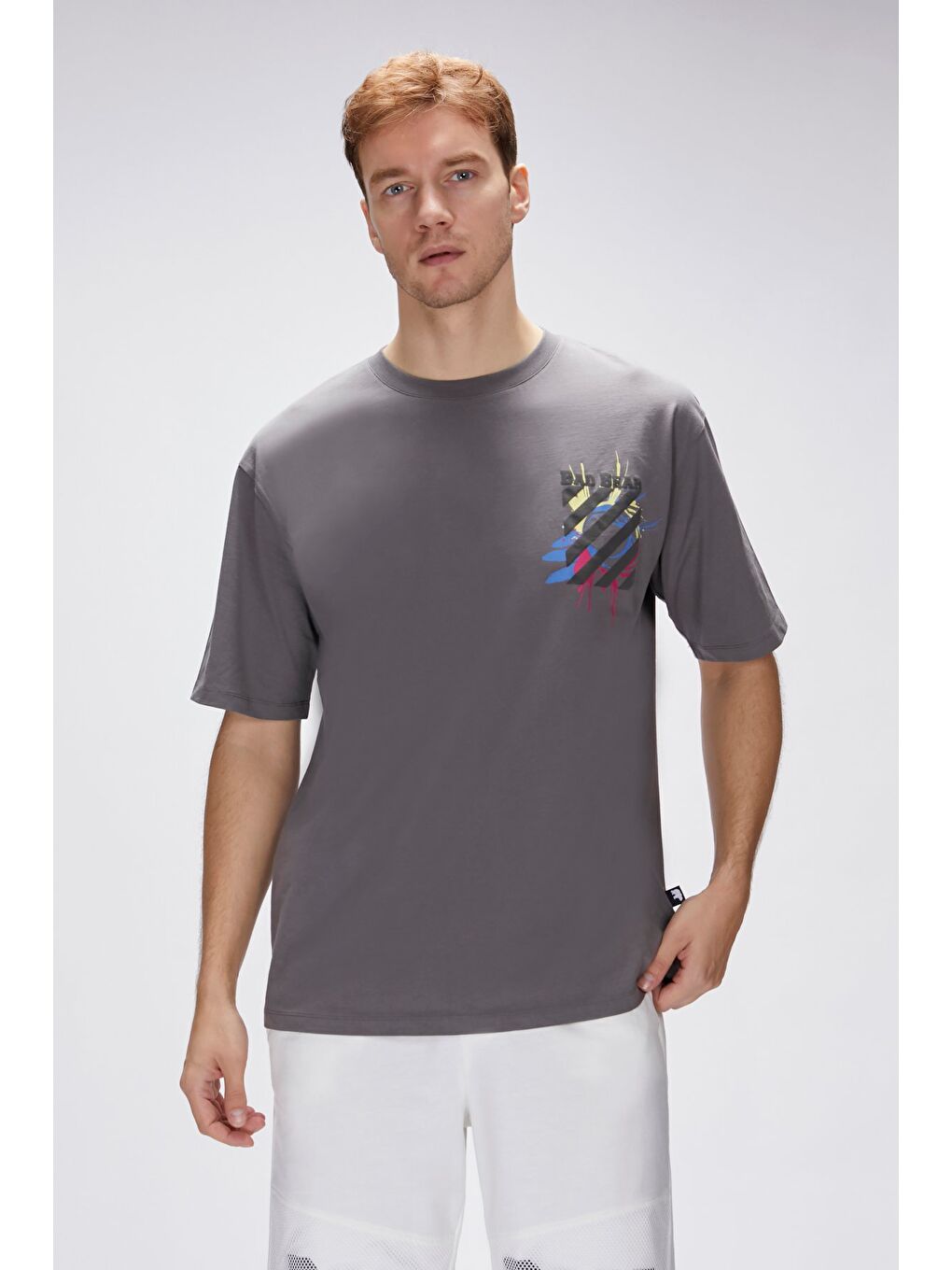 Gri Doxa Antrasit Erkek Oversize Tişört-2