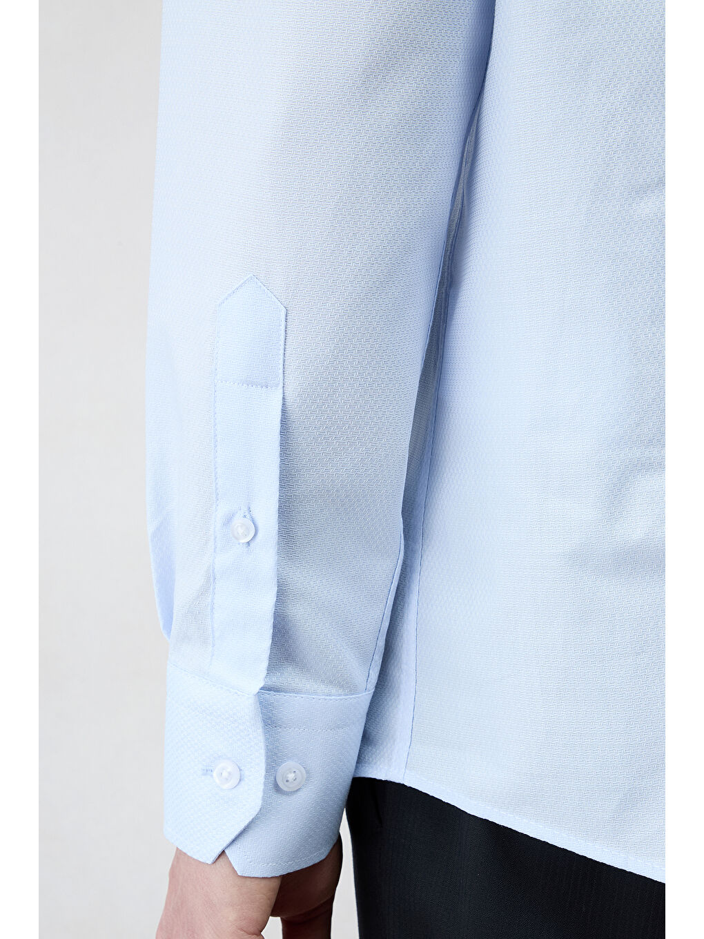 Mavi Uzun Kol Regular Fit Klasik Yaka Cepli Desenli Pamuk Gömlek-3