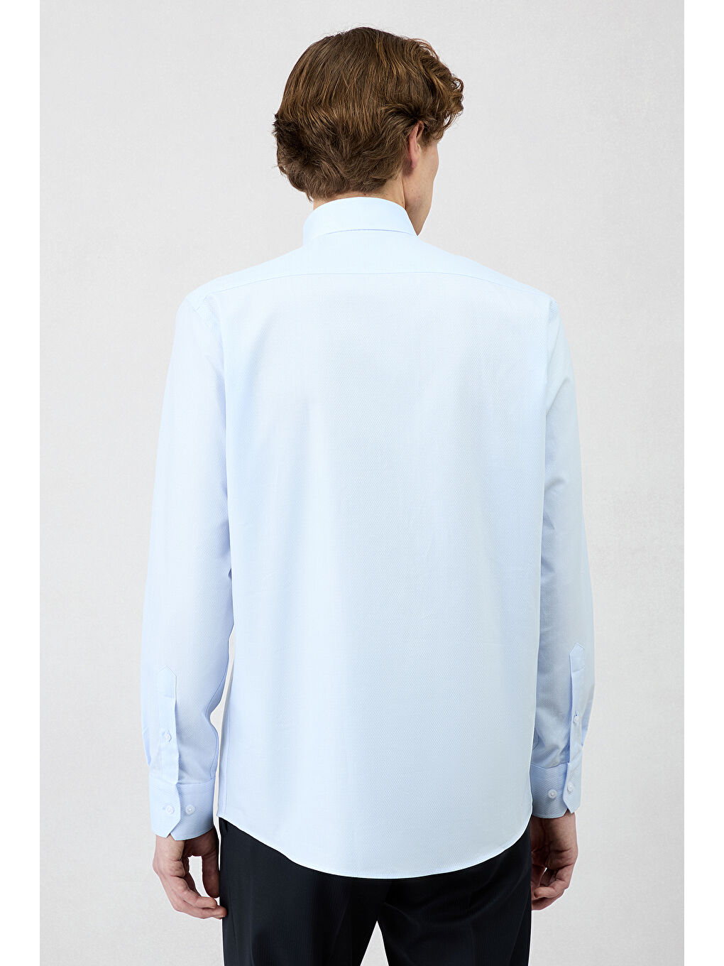 Mavi Uzun Kol Regular Fit Klasik Yaka Cepli Desenli Pamuk Gömlek-4