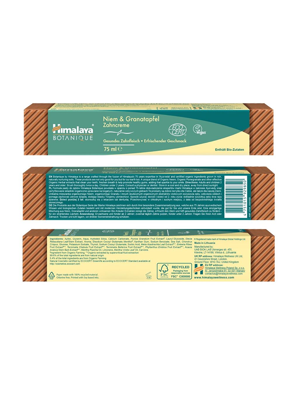 Anti-Inflamantuar Etkili Diş Macunu 75 ml|Ecocert Cosmos Sertifikalı|Organik Bileşenler, Neem ve Nar-1