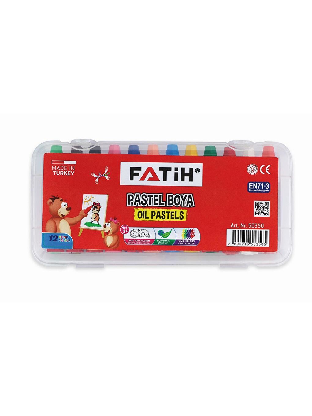 Fatih Karışık Pastel Boya King Size 12 Li Plastik Çantalı