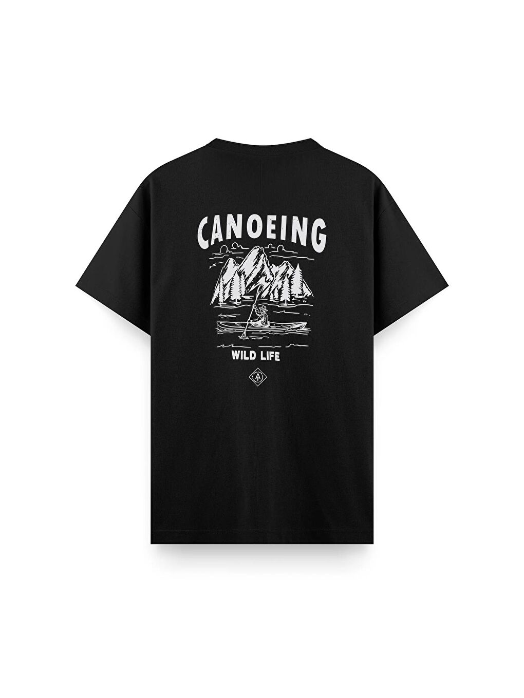 Siyah Canoening Sırt Baskılı Bisiklet Yaka Unisex Tshirt