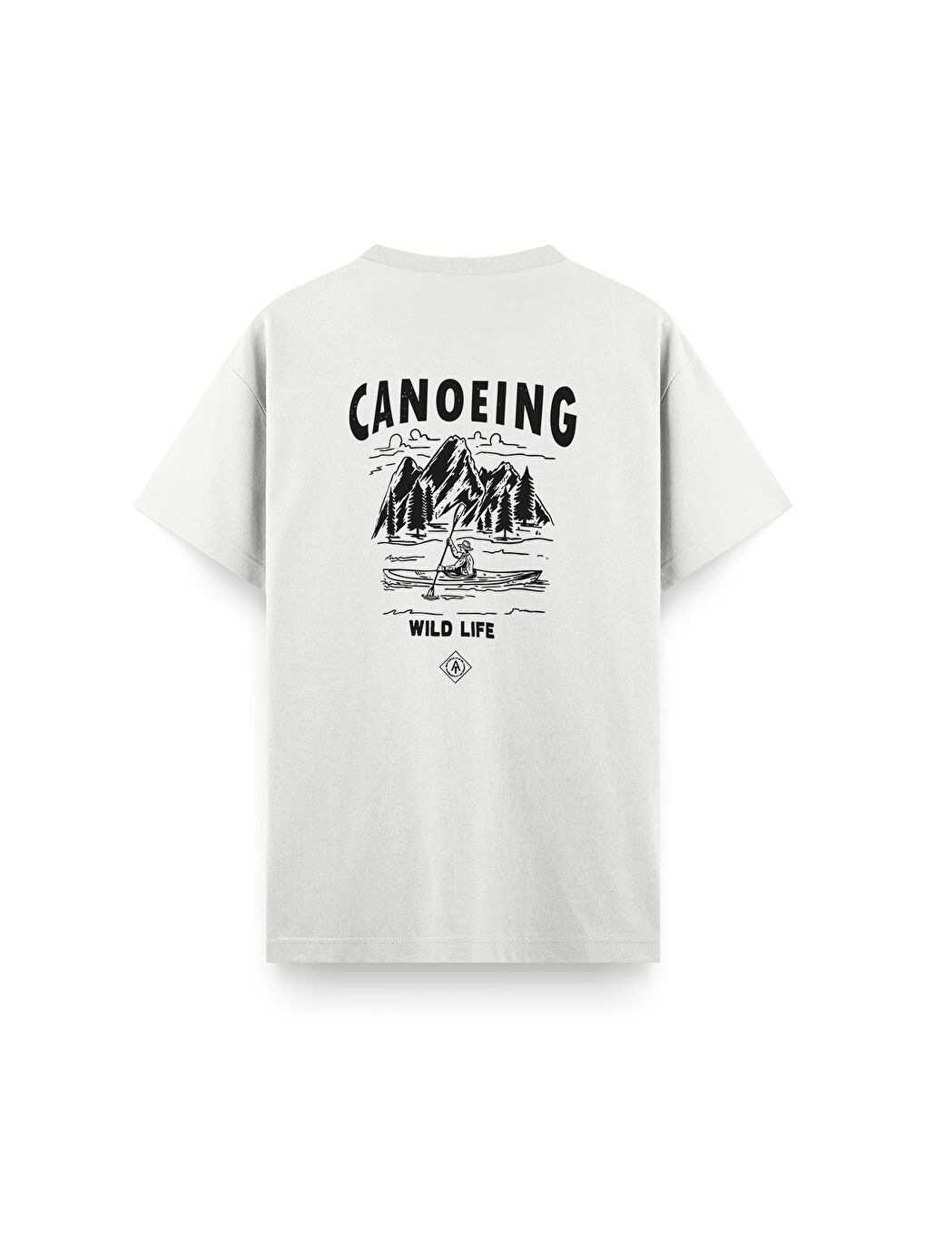 Beyaz Canoening Sırt Baskılı Bisiklet Yaka Unisex Tshirt