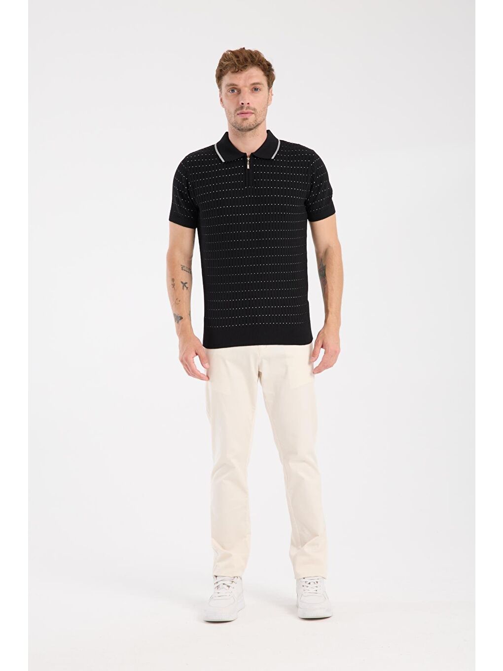 Aclub Sierra Örme Kumaş Viskon Karışımlı Slim Fit Siyah Polo Yaka Erkek Düz Polo Shirt
