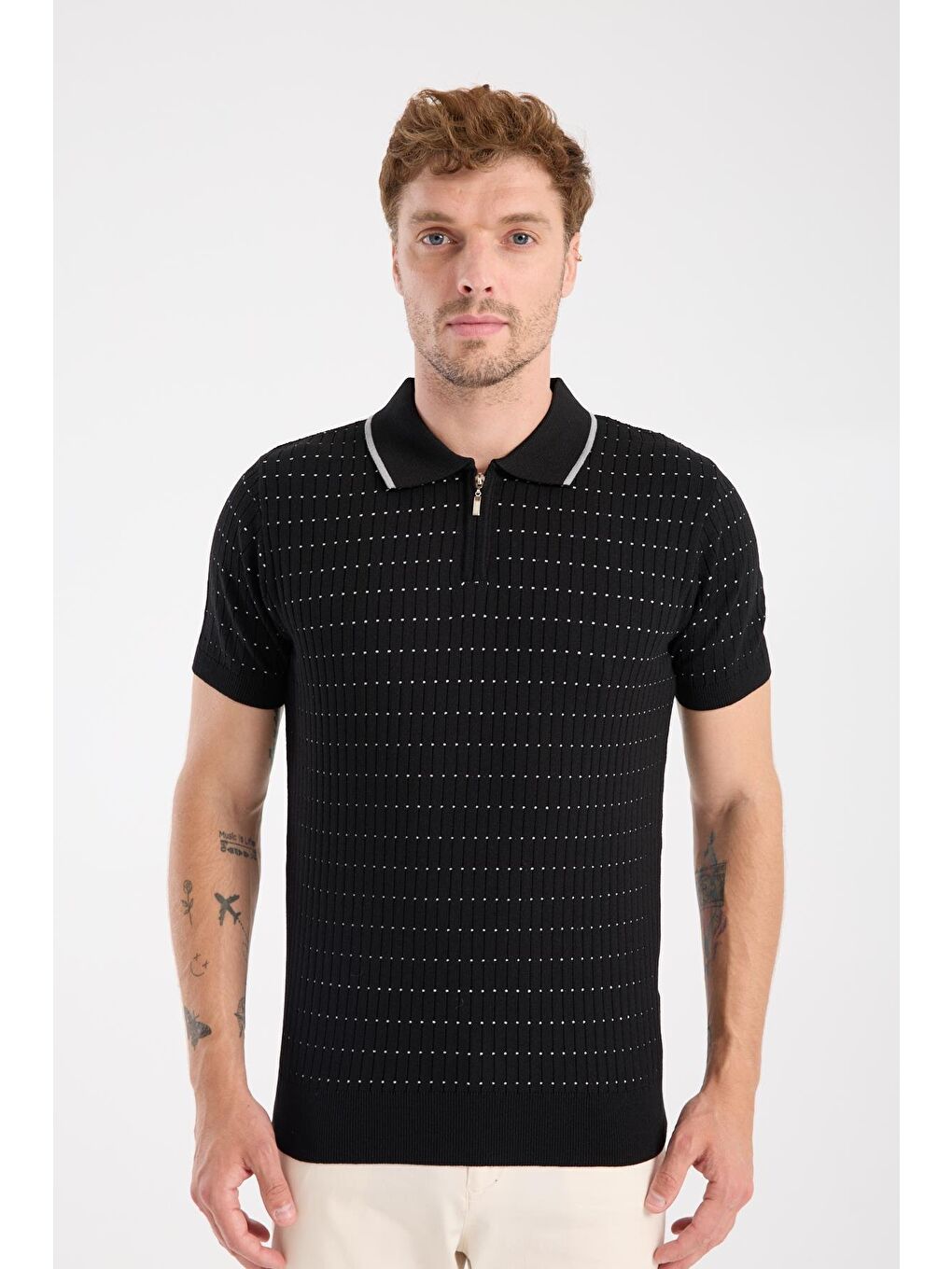 Aclub Sierra Örme Kumaş Viskon Karışımlı Slim Fit Siyah Polo Yaka Erkek Düz Polo Shirt-6